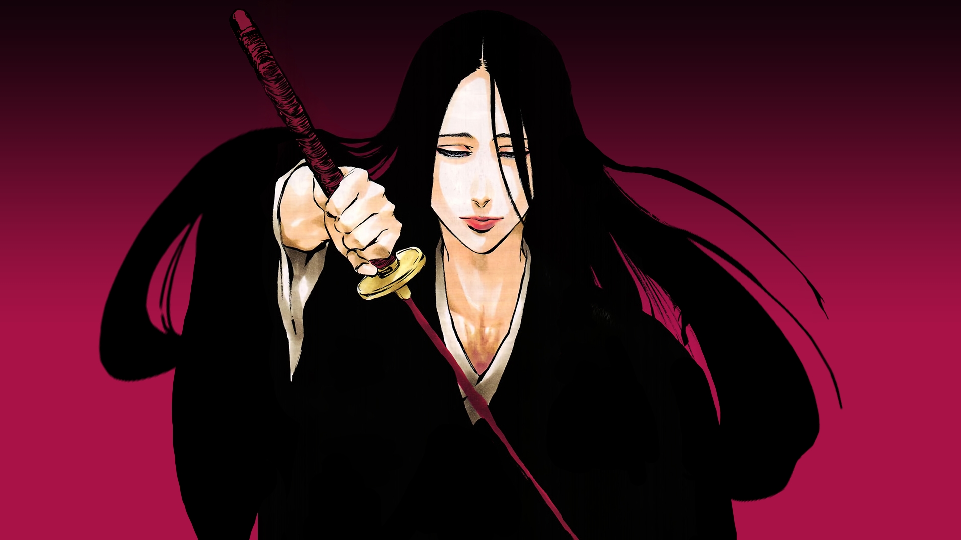 Retsu Unohana Holding a Katana with Intense Focus HD Wallpaper