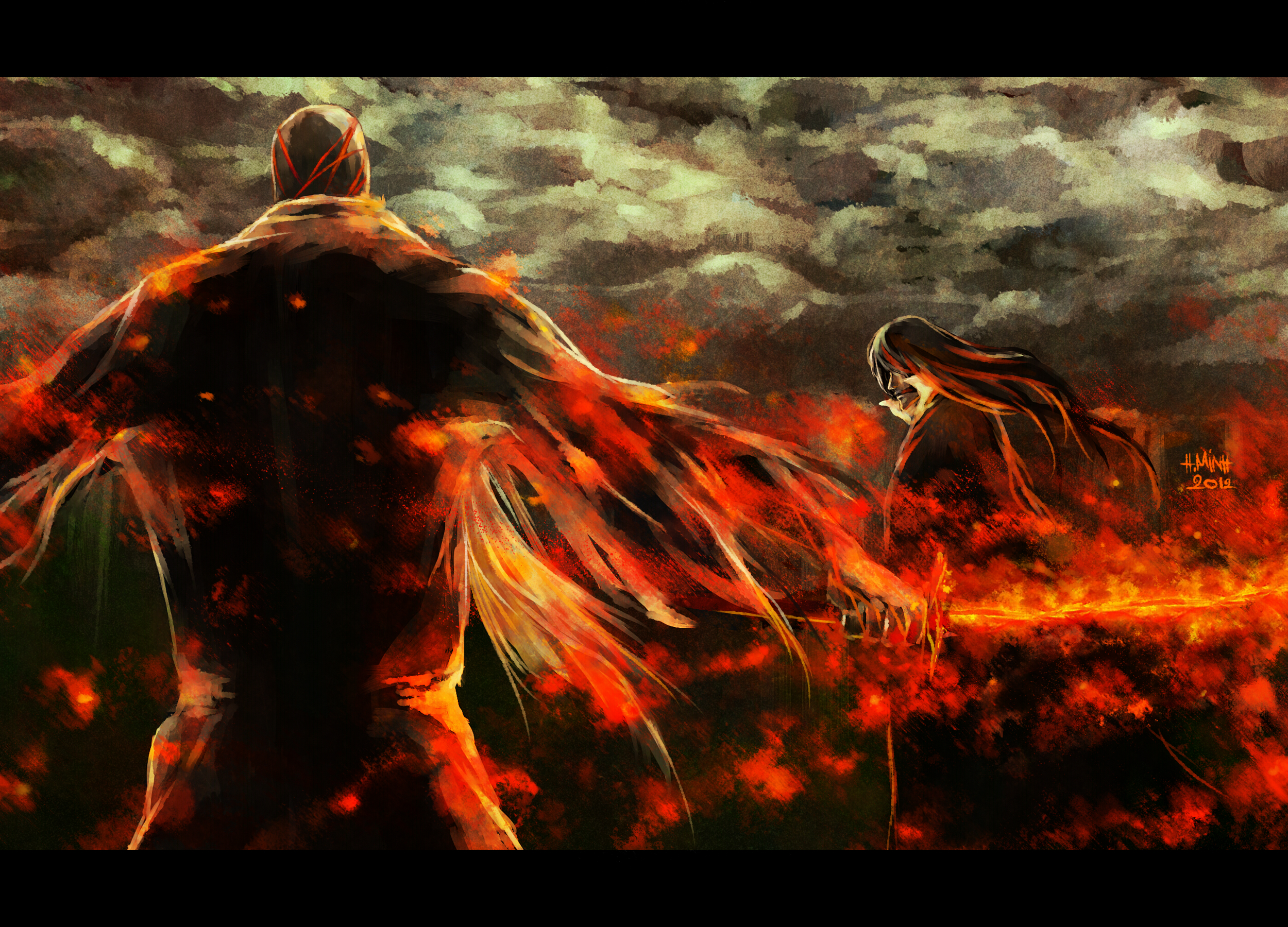 Genryūsai Shigekuni Yamamoto in flames HD Wallpaper