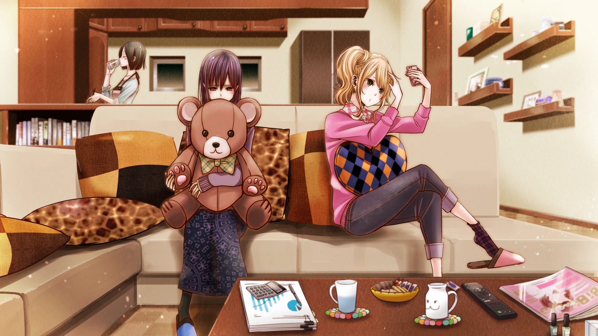Yuzu Aihara Relaxing in Cozy Living Room HD Wallpaper