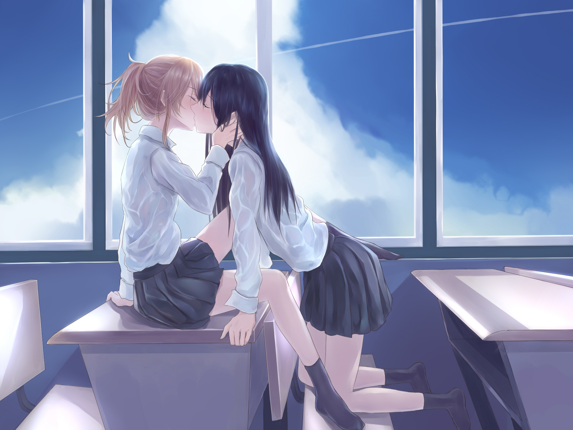 Yuzu Aihara kissing HD Wallpaper
