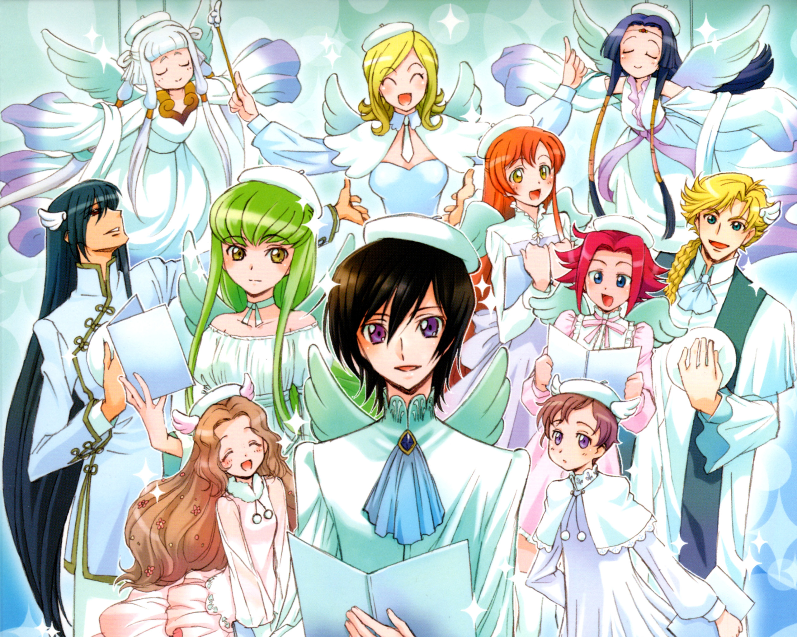 Rolo Lamperouge and friends in angelic outfits HD Wallpaper