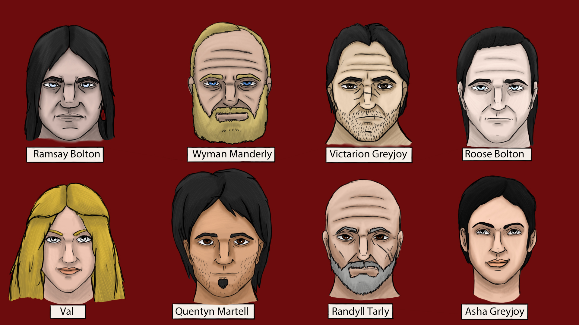 Portraits of Game of Thrones characters HD Wallpaper