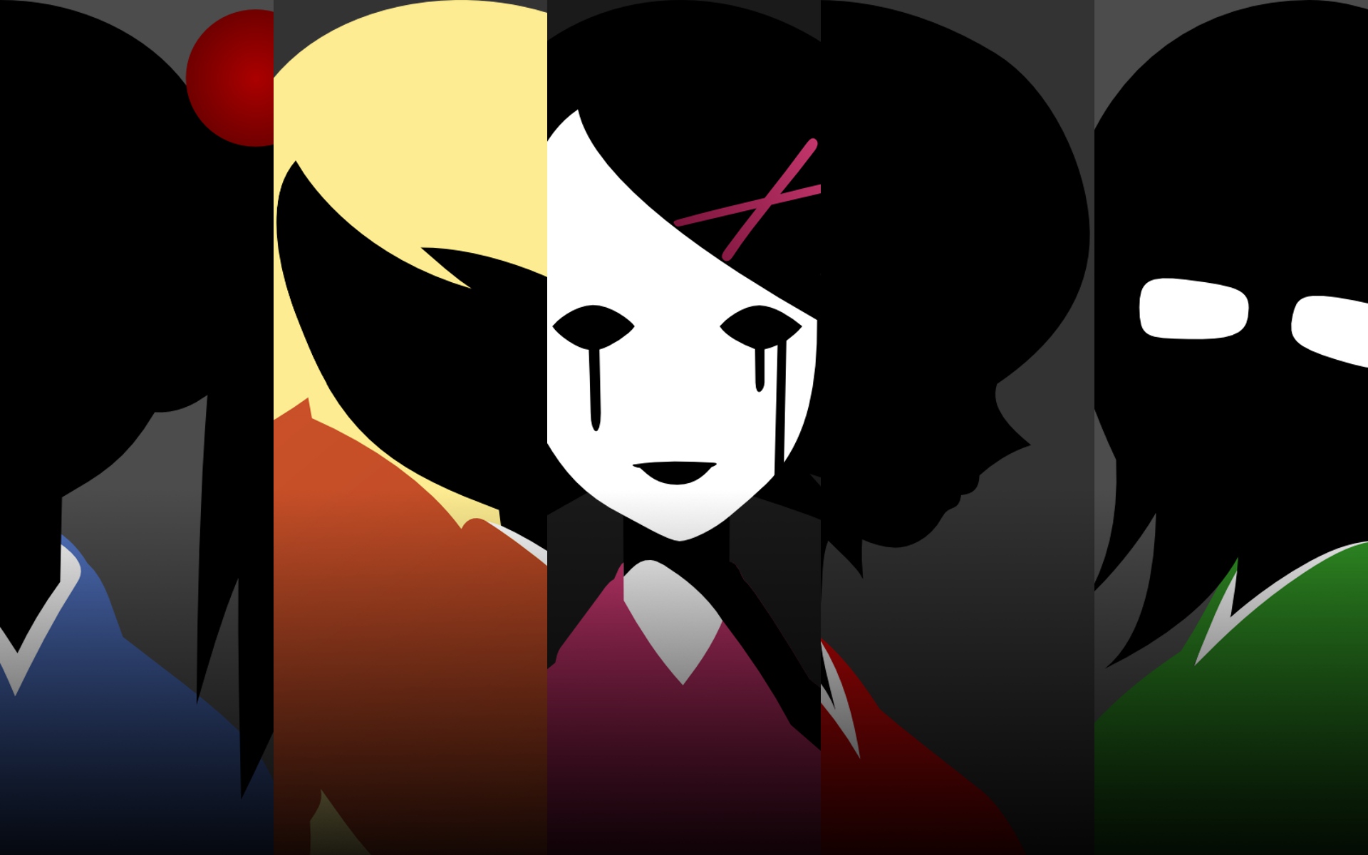 Five characters in a minimalist style HD Wallpaper