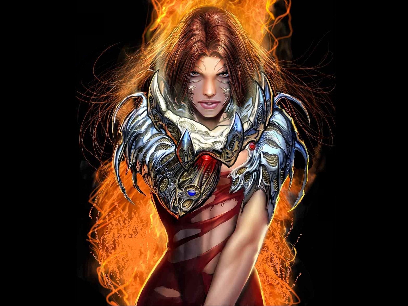Witchblade character with fiery background HD Wallpaper
