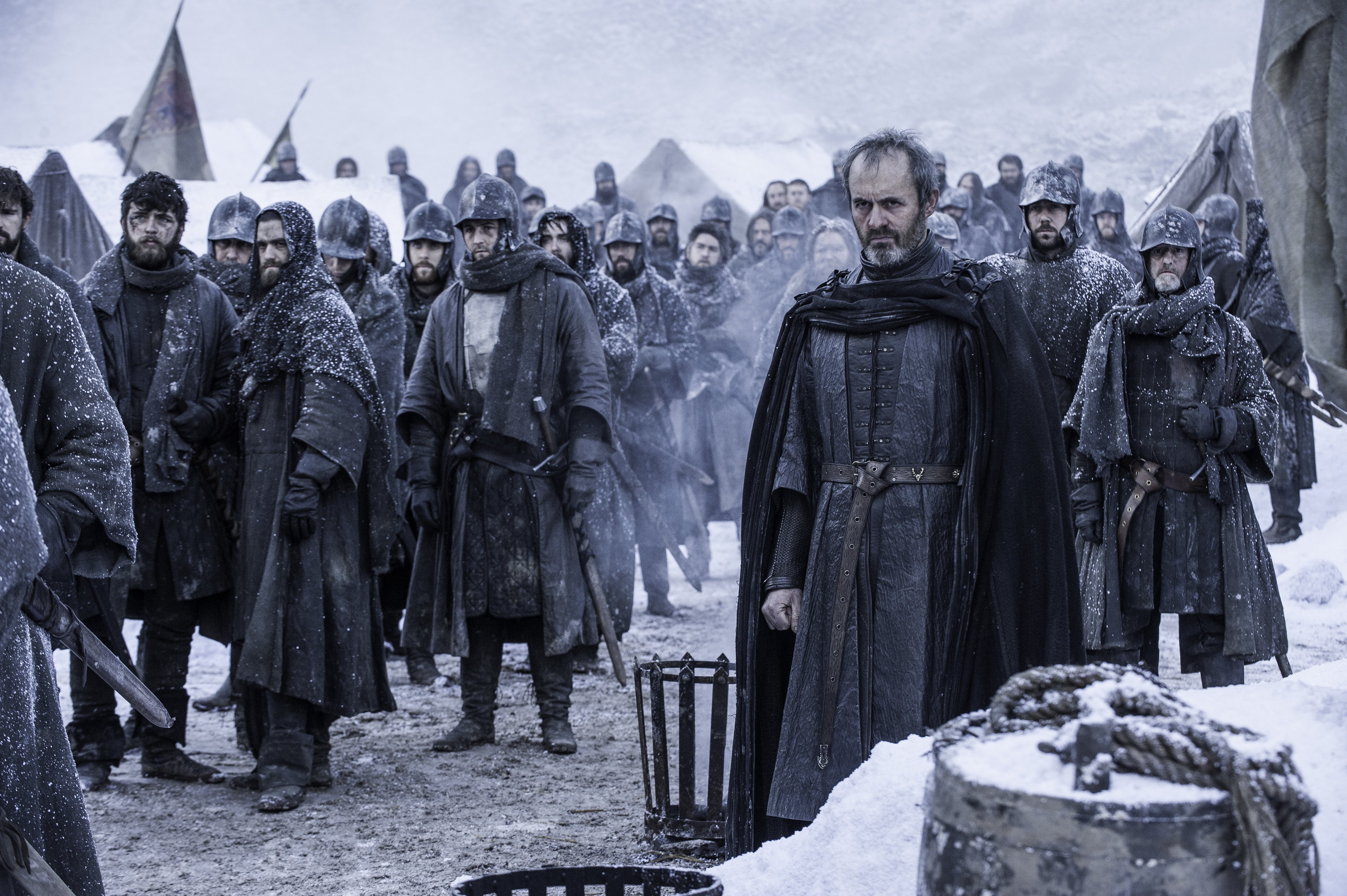 Stannis Baratheon and soldiers in snow HD Wallpaper