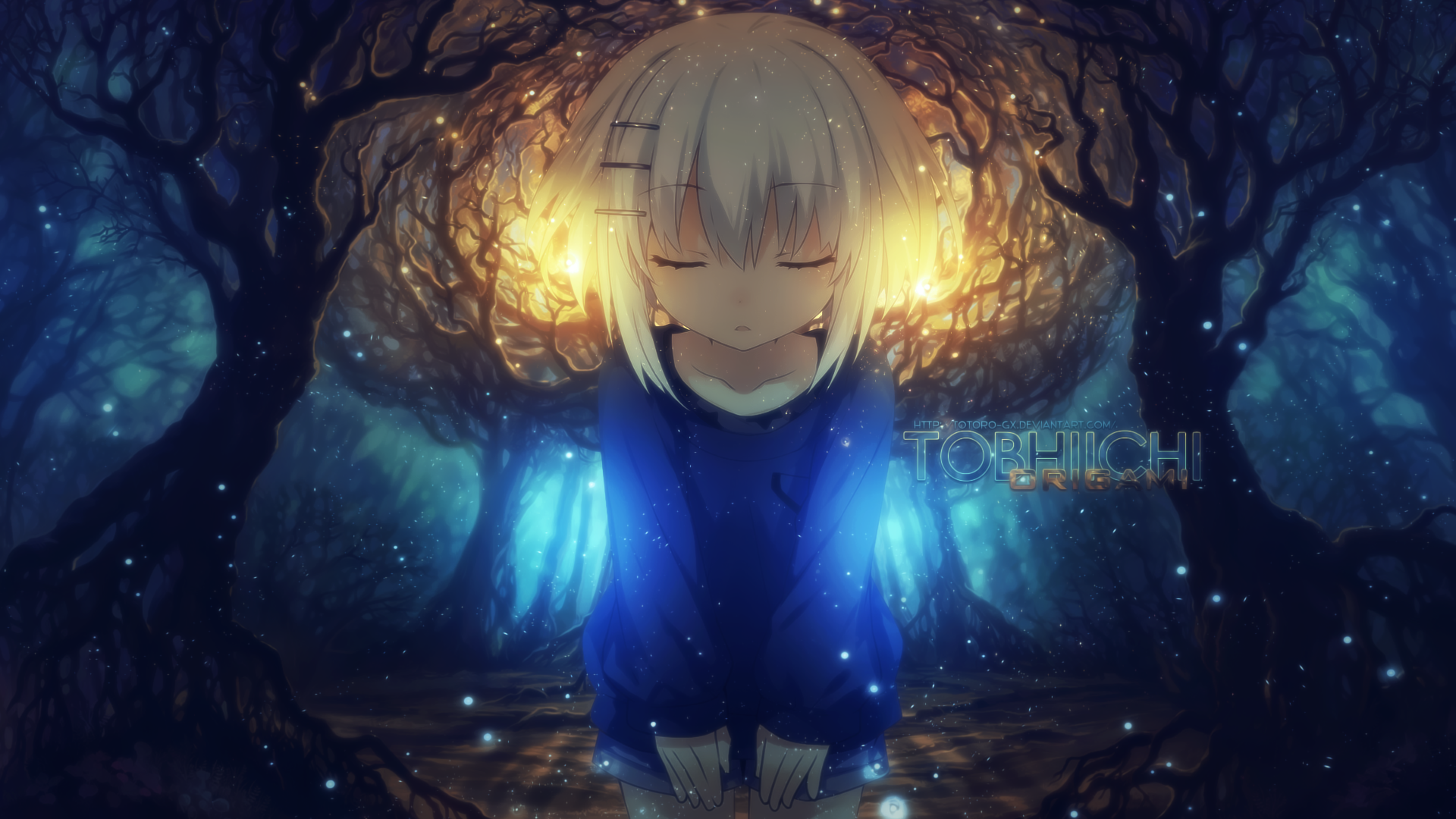 Origami Tobiichi in a magical forest HD Wallpaper