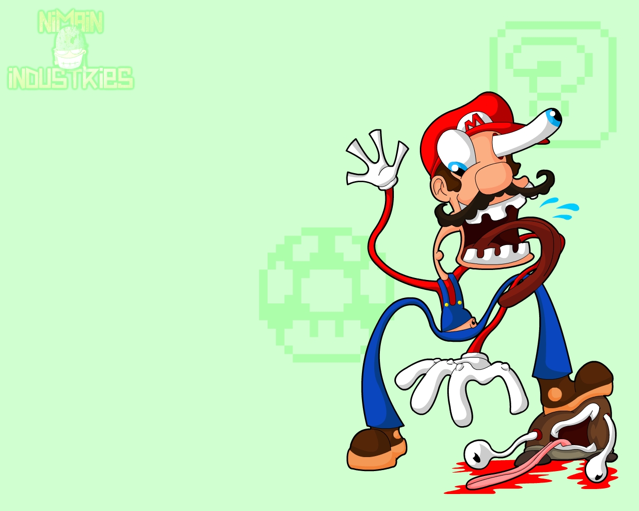 Mario from Nintendo with a Goomba HD Wallpaper