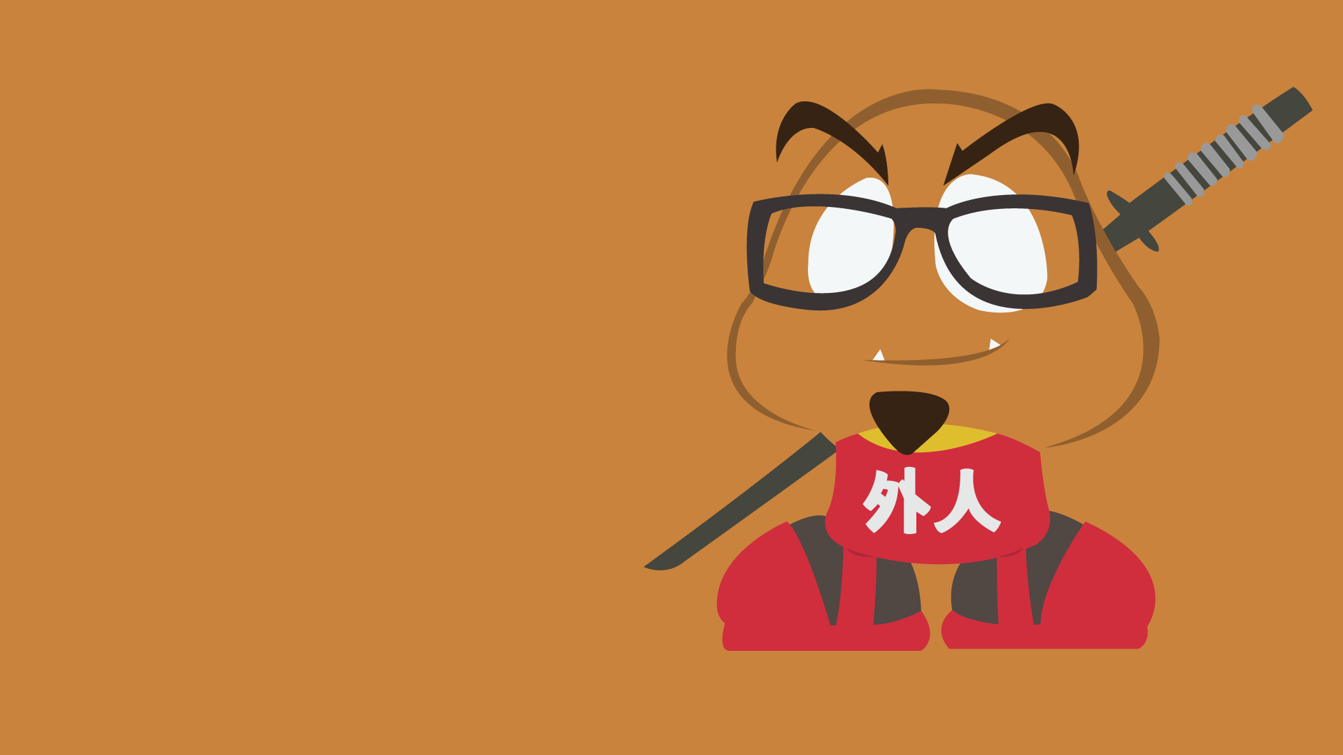 Goomba with glasses and sword HD Wallpaper