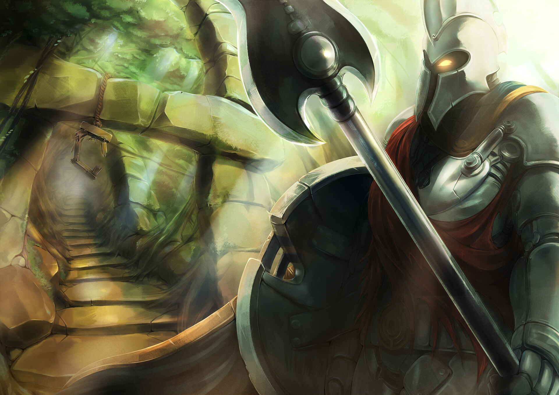 Pantheon from League of Legends with Axe and Shield HD Wallpaper