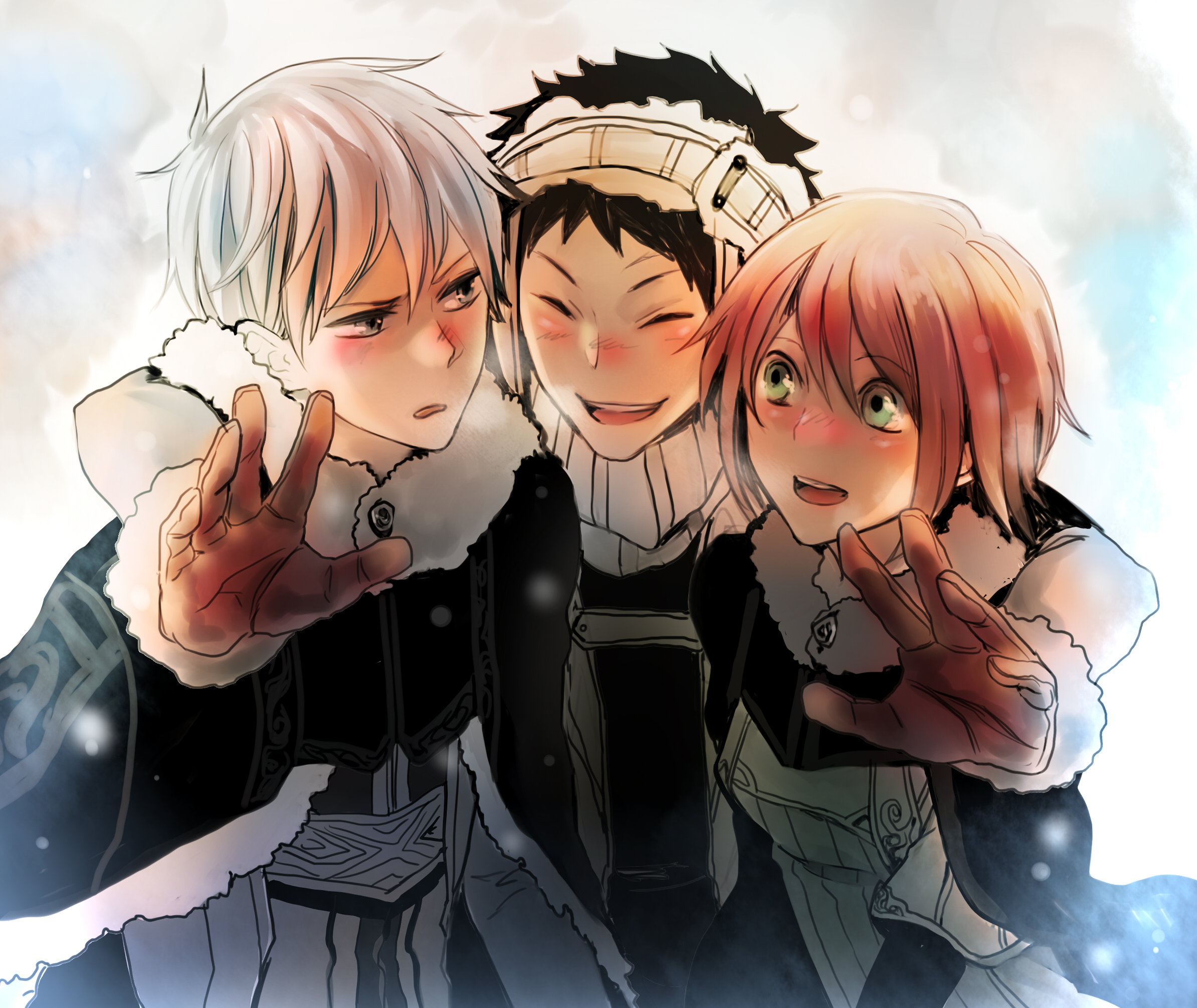 Shirayuki and friends in winter attire HD Wallpaper