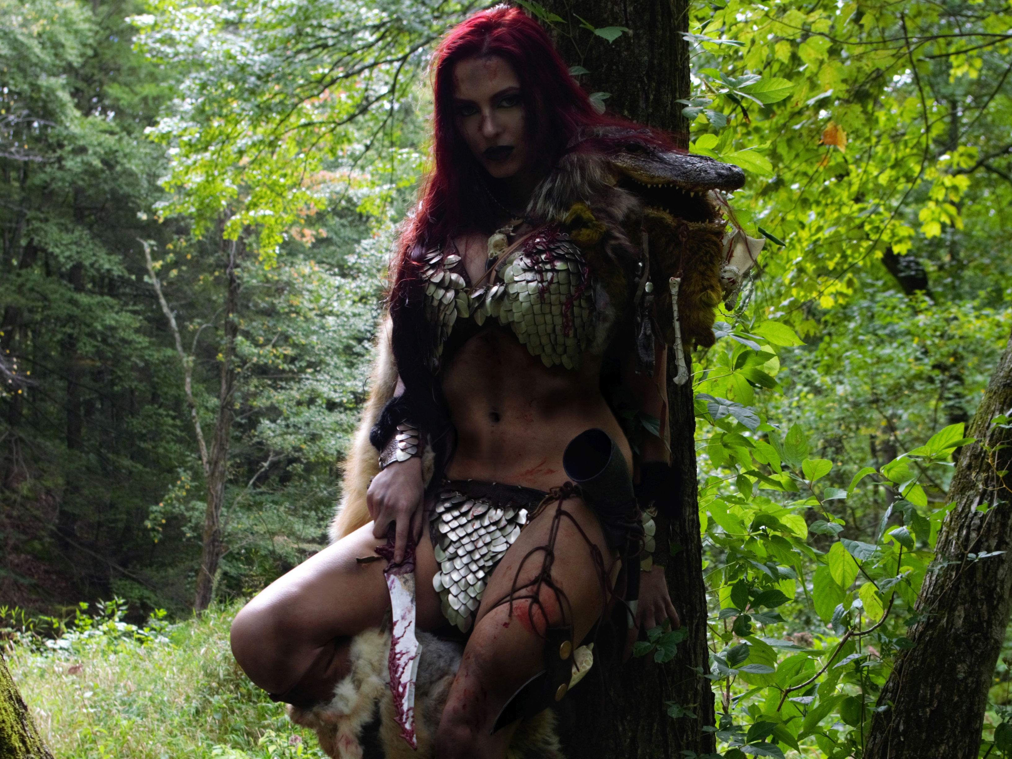 Red Sonja in a forest HD Wallpaper