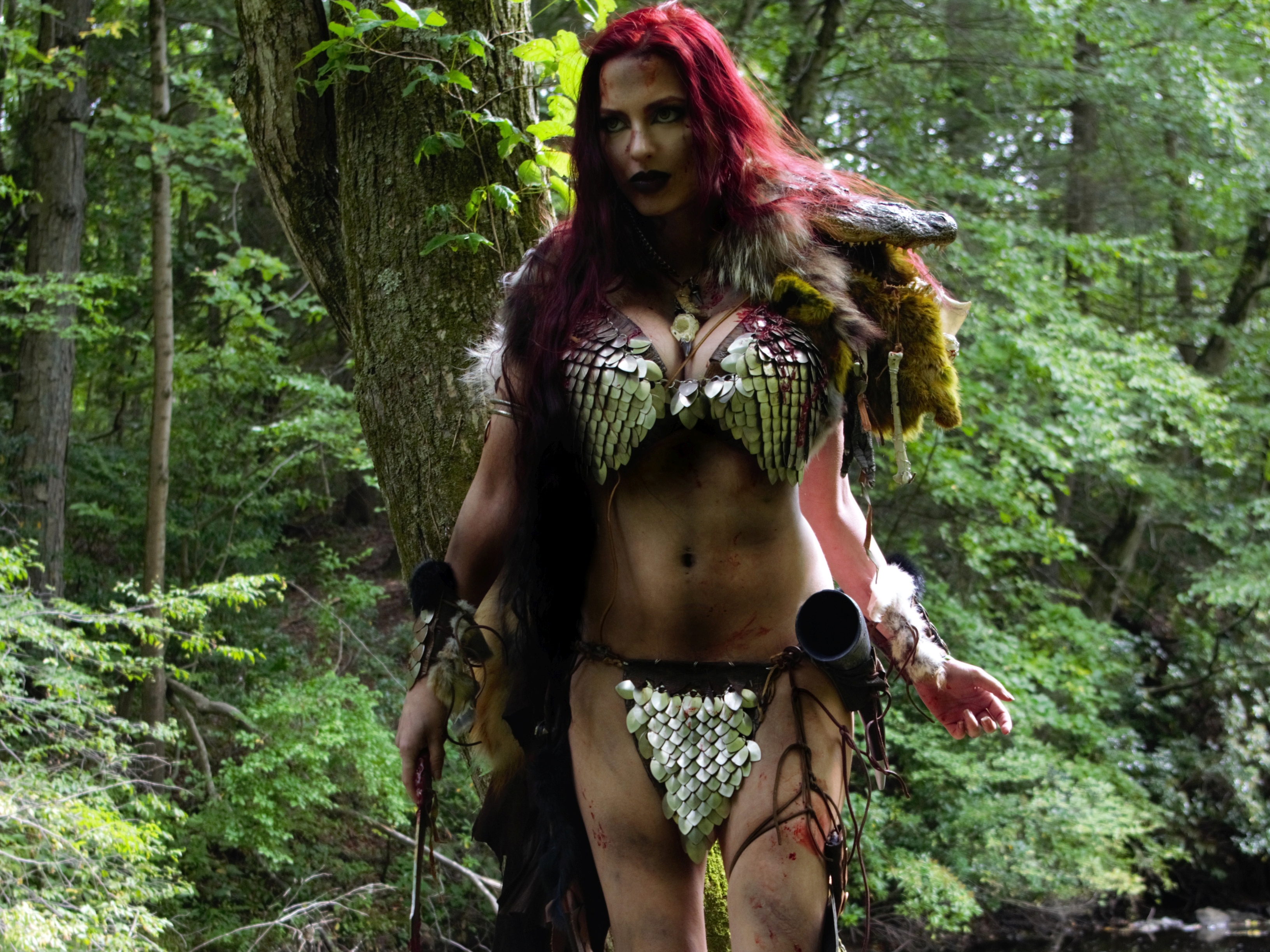 Red Sonja in a forest HD Wallpaper