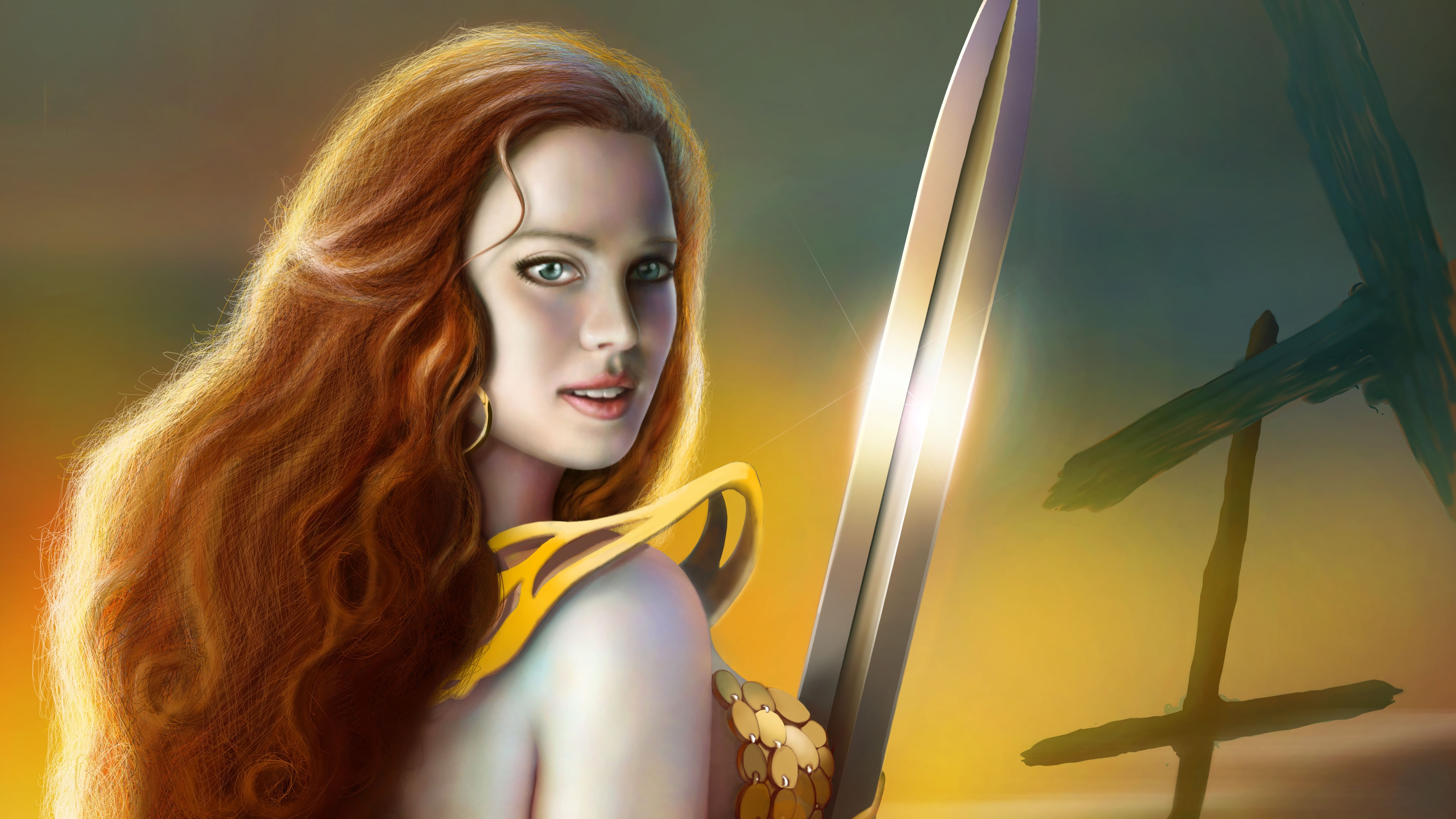 Red Sonja with Sword HD Wallpaper