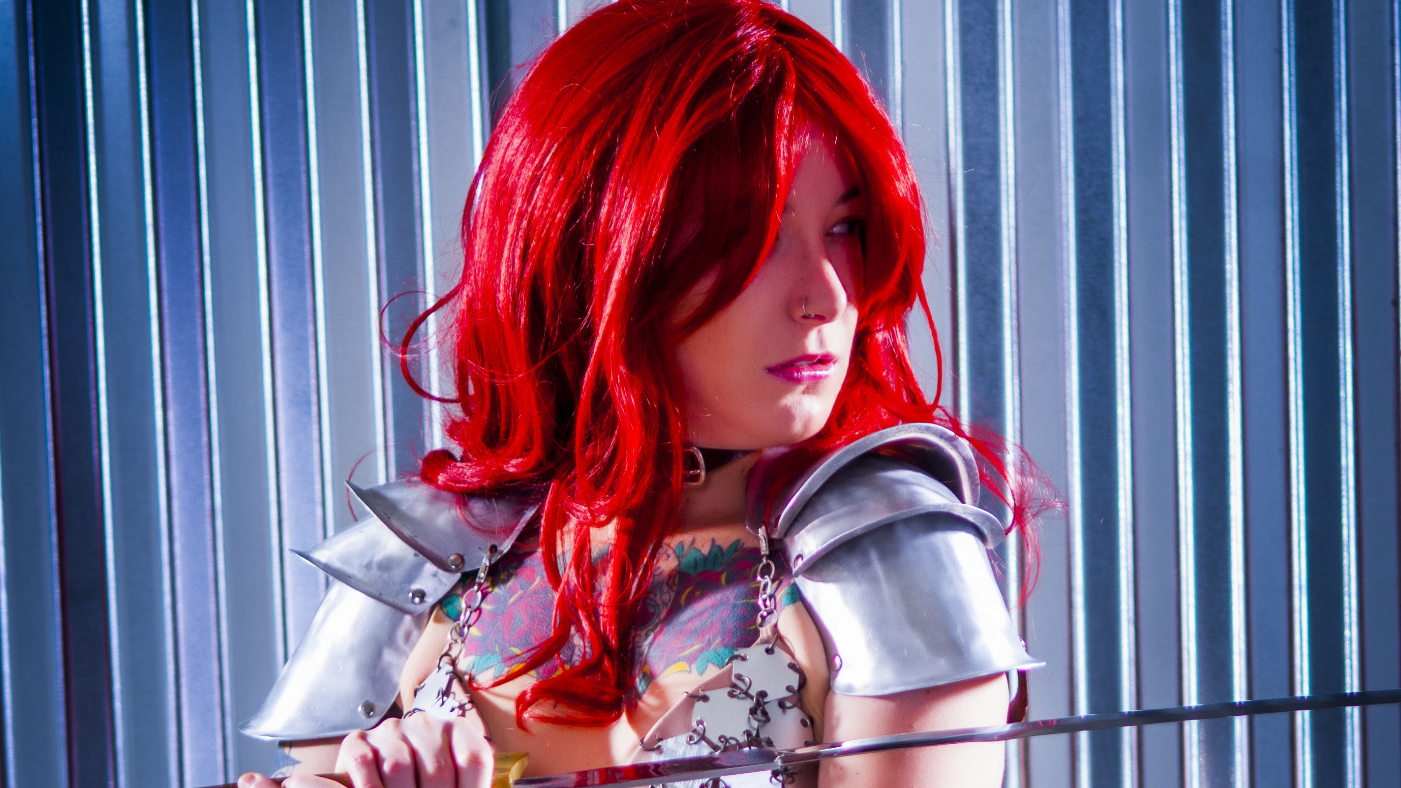 Red Sonja Cosplayer with Sword HD Wallpaper