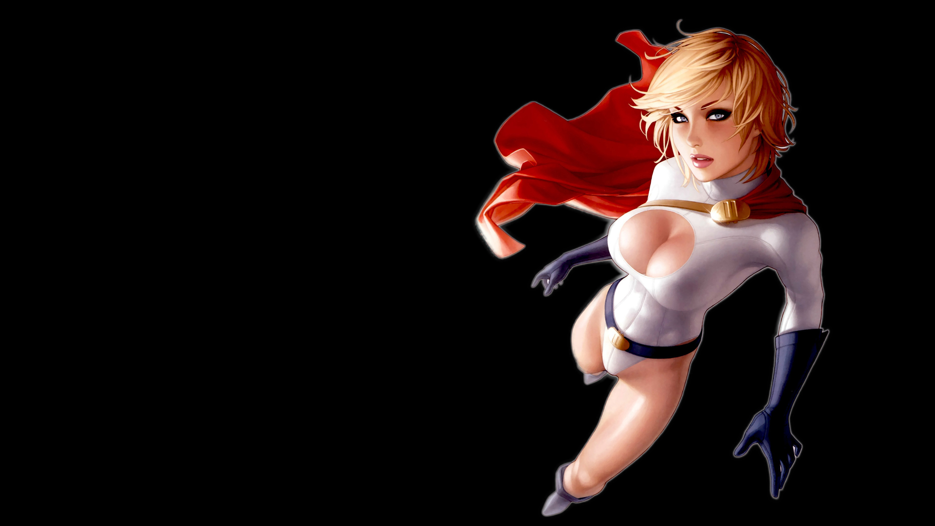 Power Girl flying with red cape HD Wallpaper