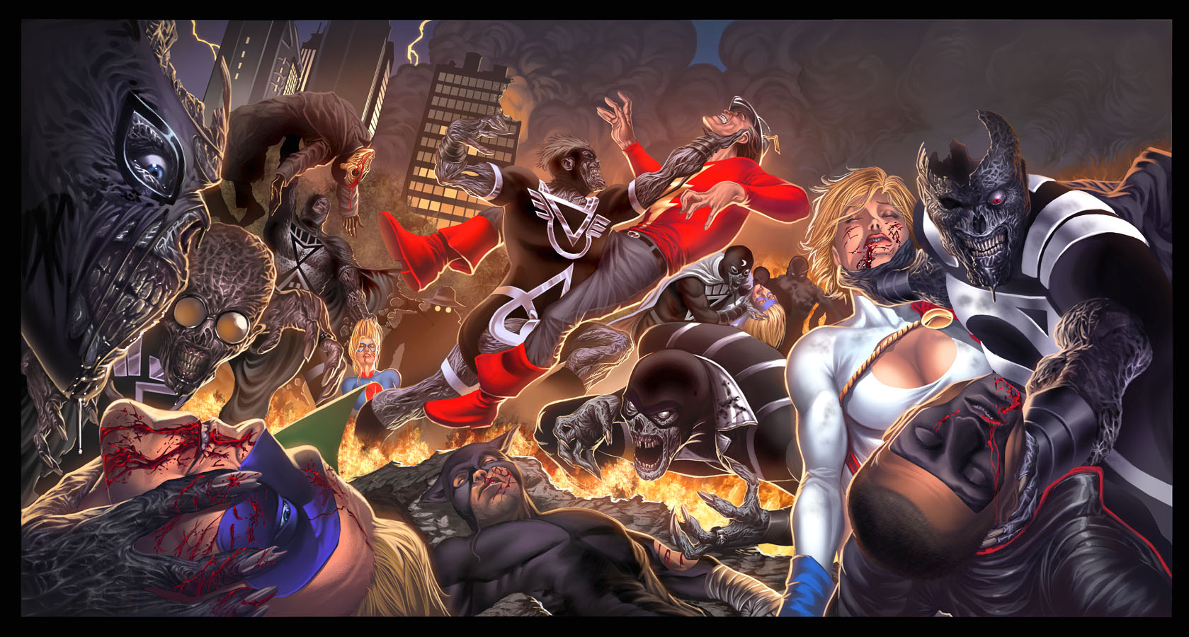 DC Comics characters in a battle HD Wallpaper