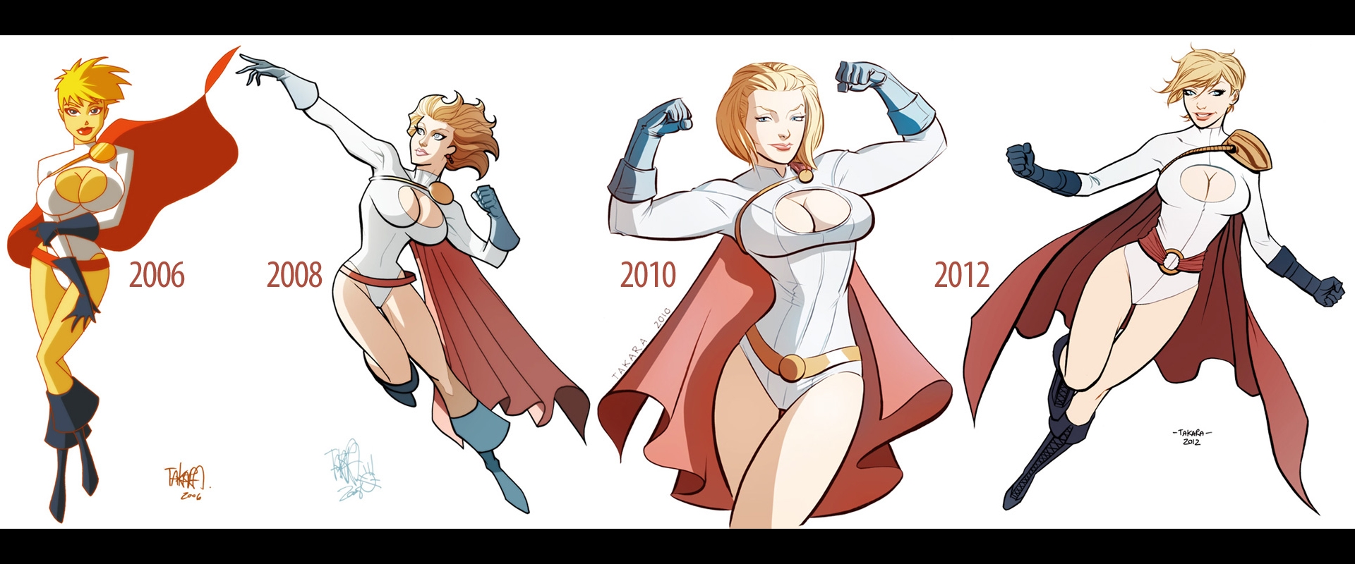 Power Girl character evolution 2006-2012 HD Wallpaper