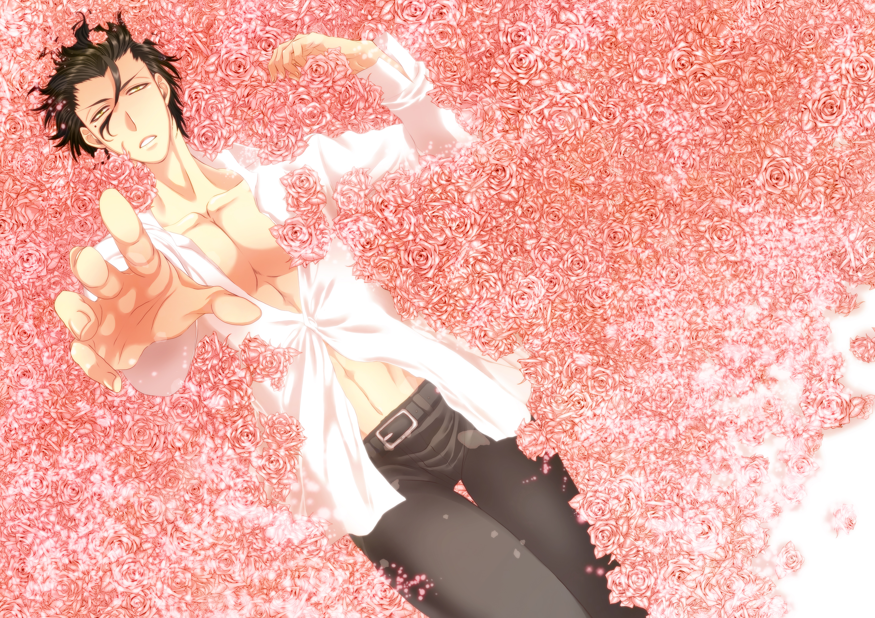 Lancer from Fate/Stay Night lying in roses HD Wallpaper