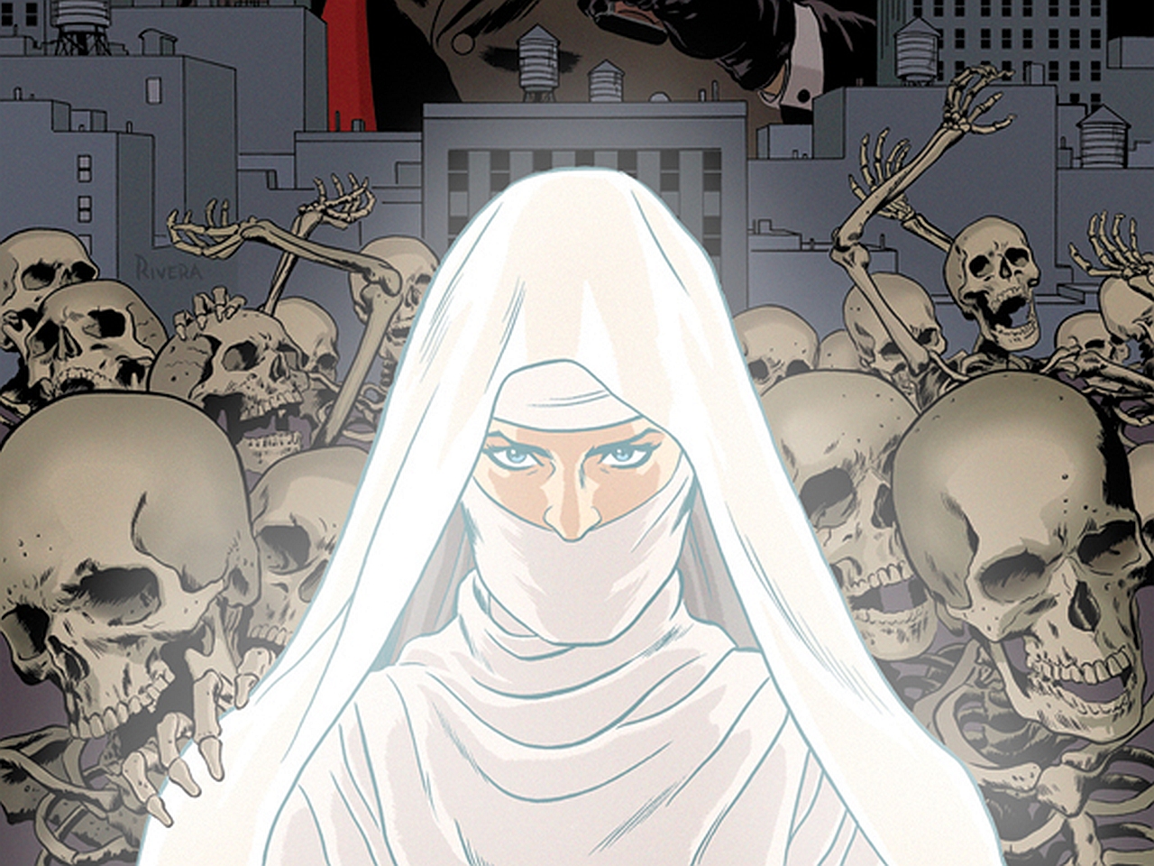 The Shadow and skeletons in a city HD Wallpaper