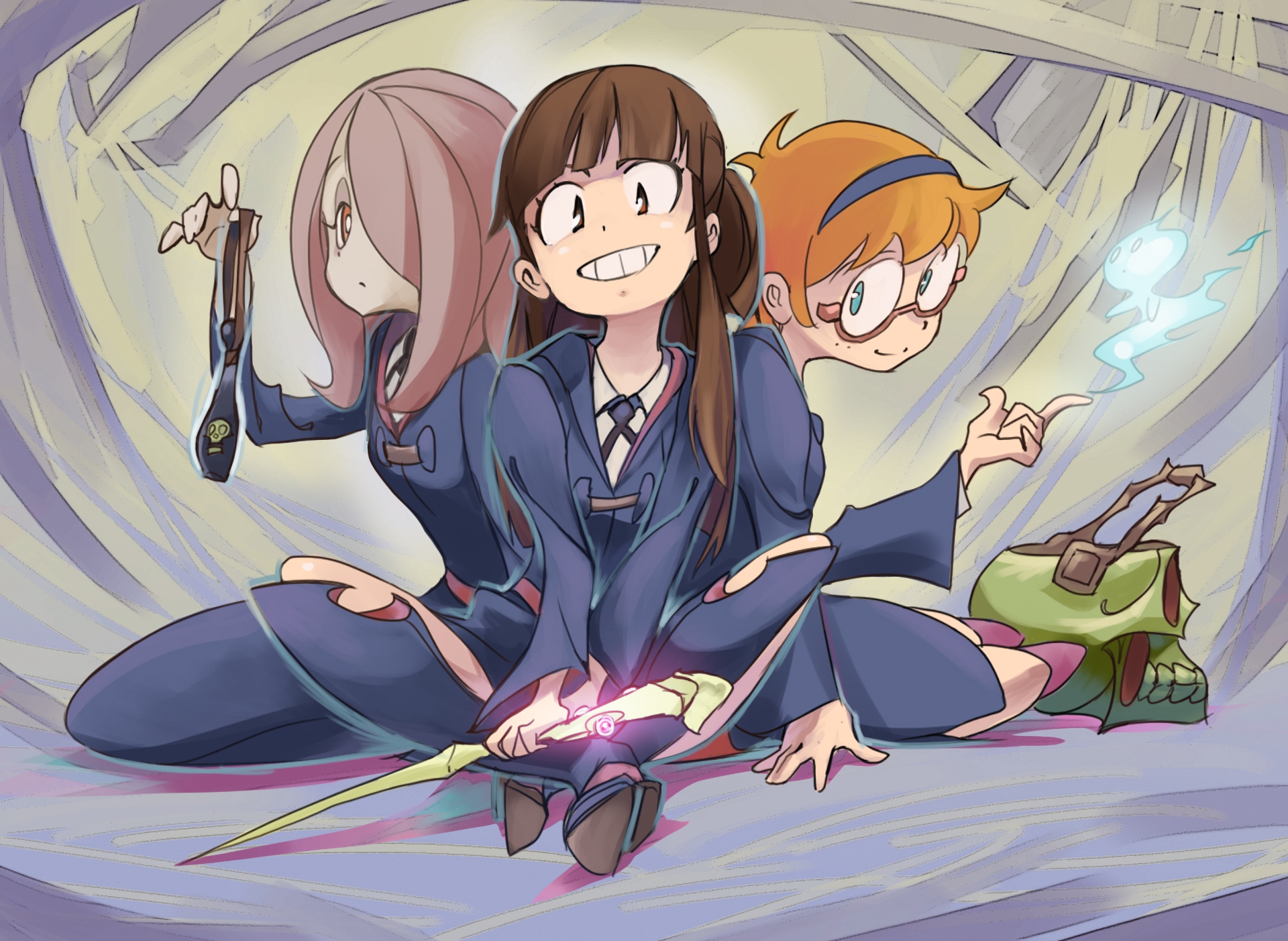 Akko, Sucy, and Lotte from Little Witch Academia HD Wallpaper