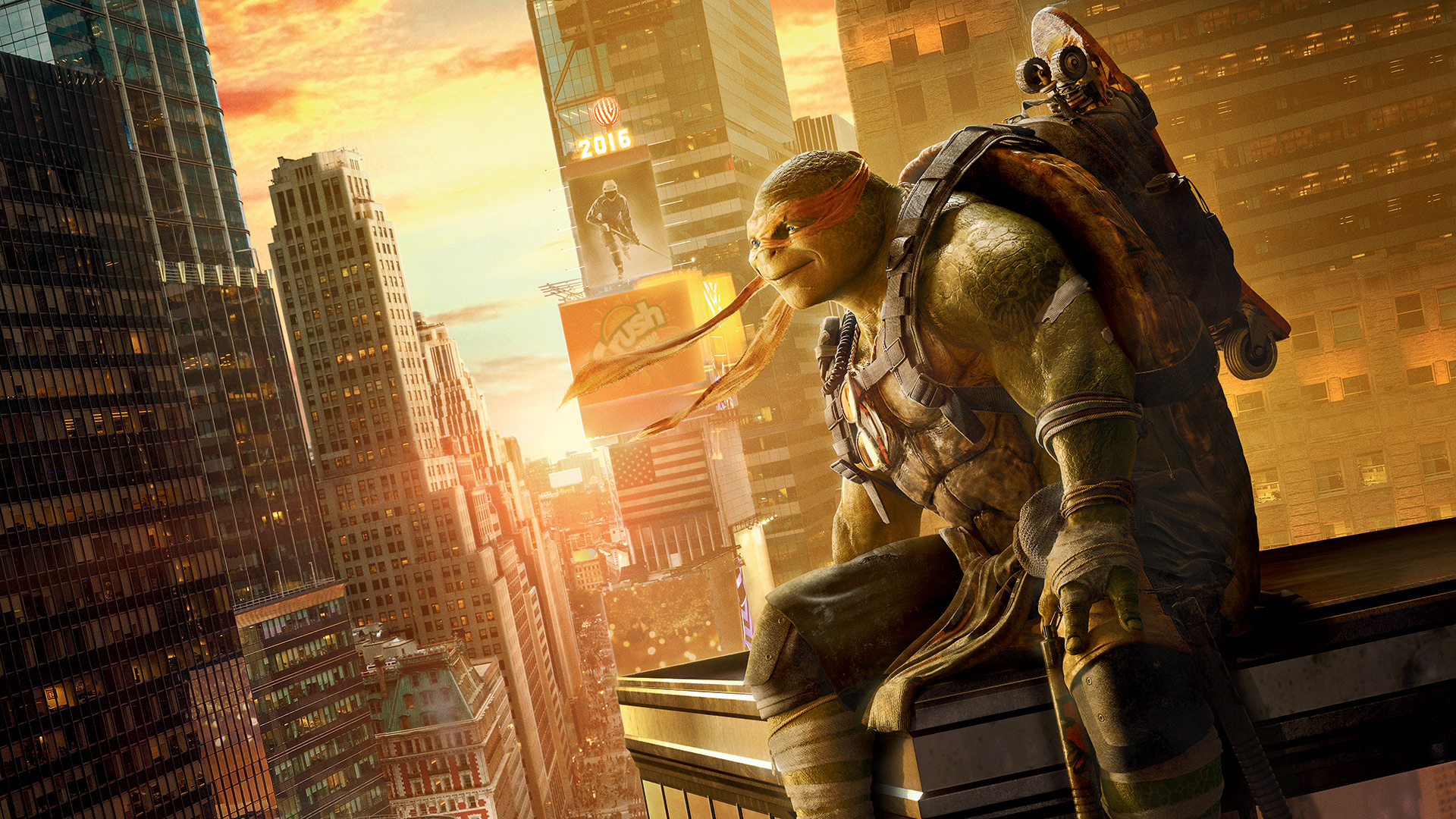 Michelangelo from Teenage Mutant Ninja Turtles in New York City HD Wallpaper