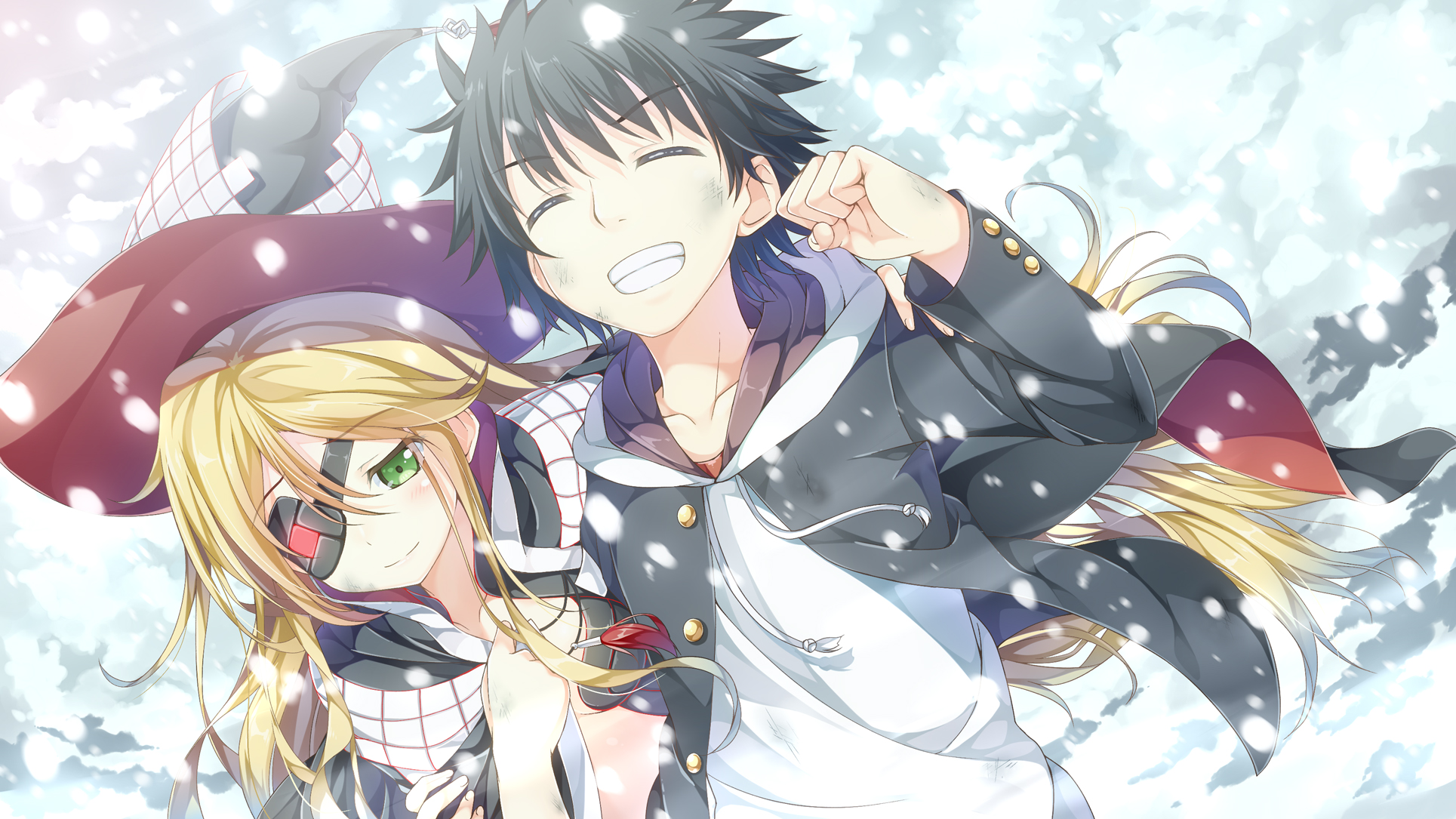 Toma Kamijo and girl in snow HD Wallpaper