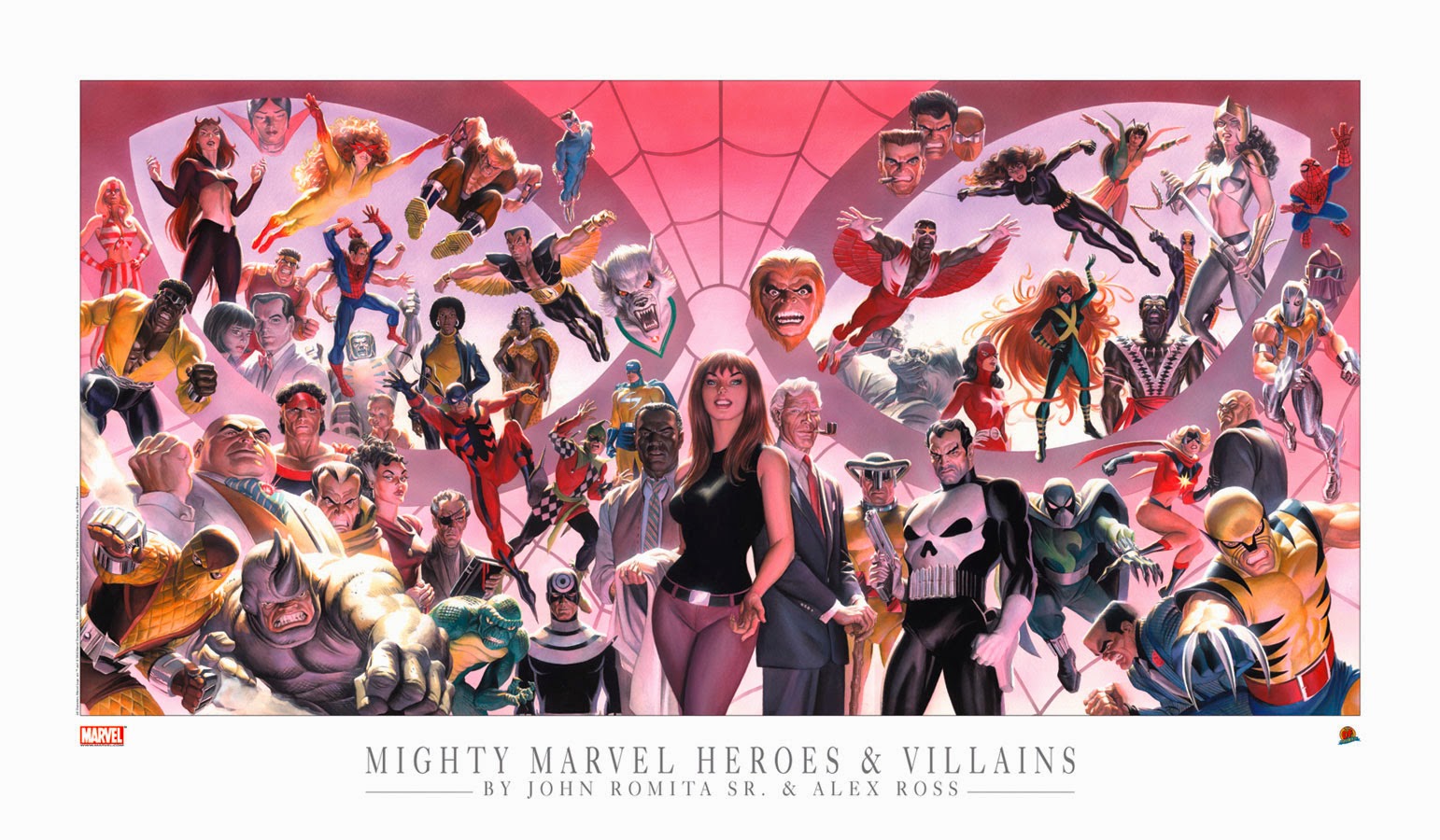 Mighty Marvel Heroes & Villains by John Romita Sr. & Alex Ross HD Wallpaper