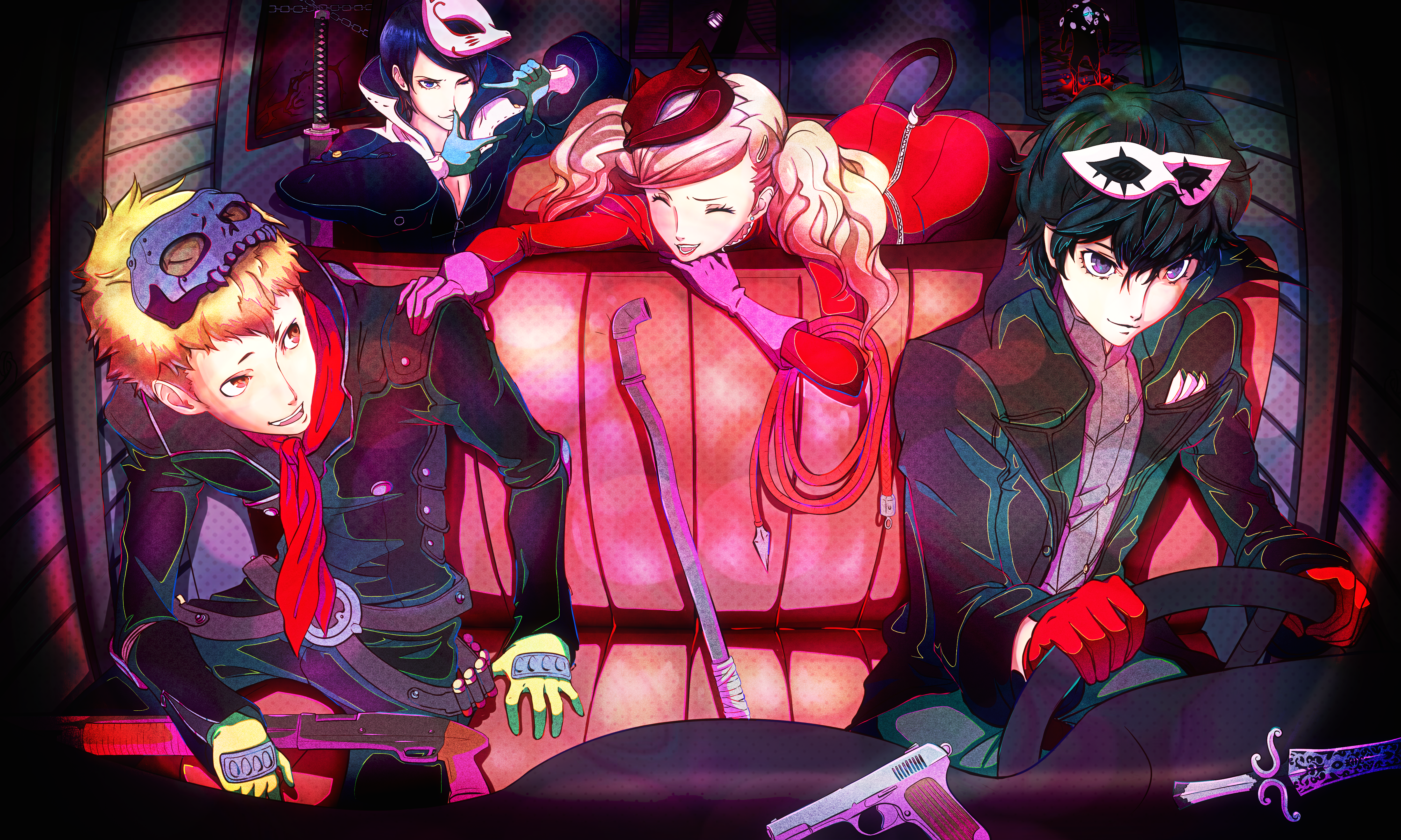 Persona 5 characters in a car HD Wallpaper
