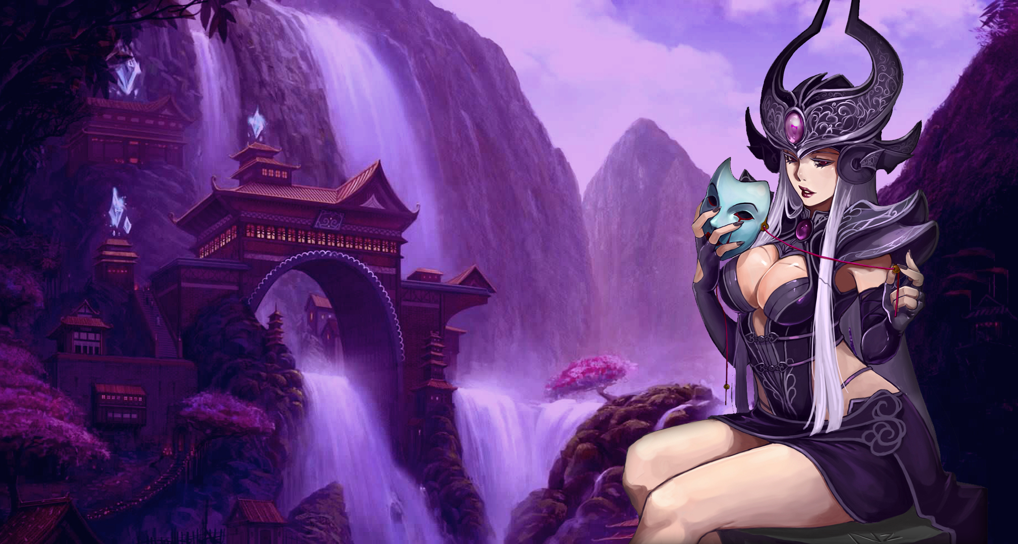 Syndra from League of Legends holding a mask HD Wallpaper