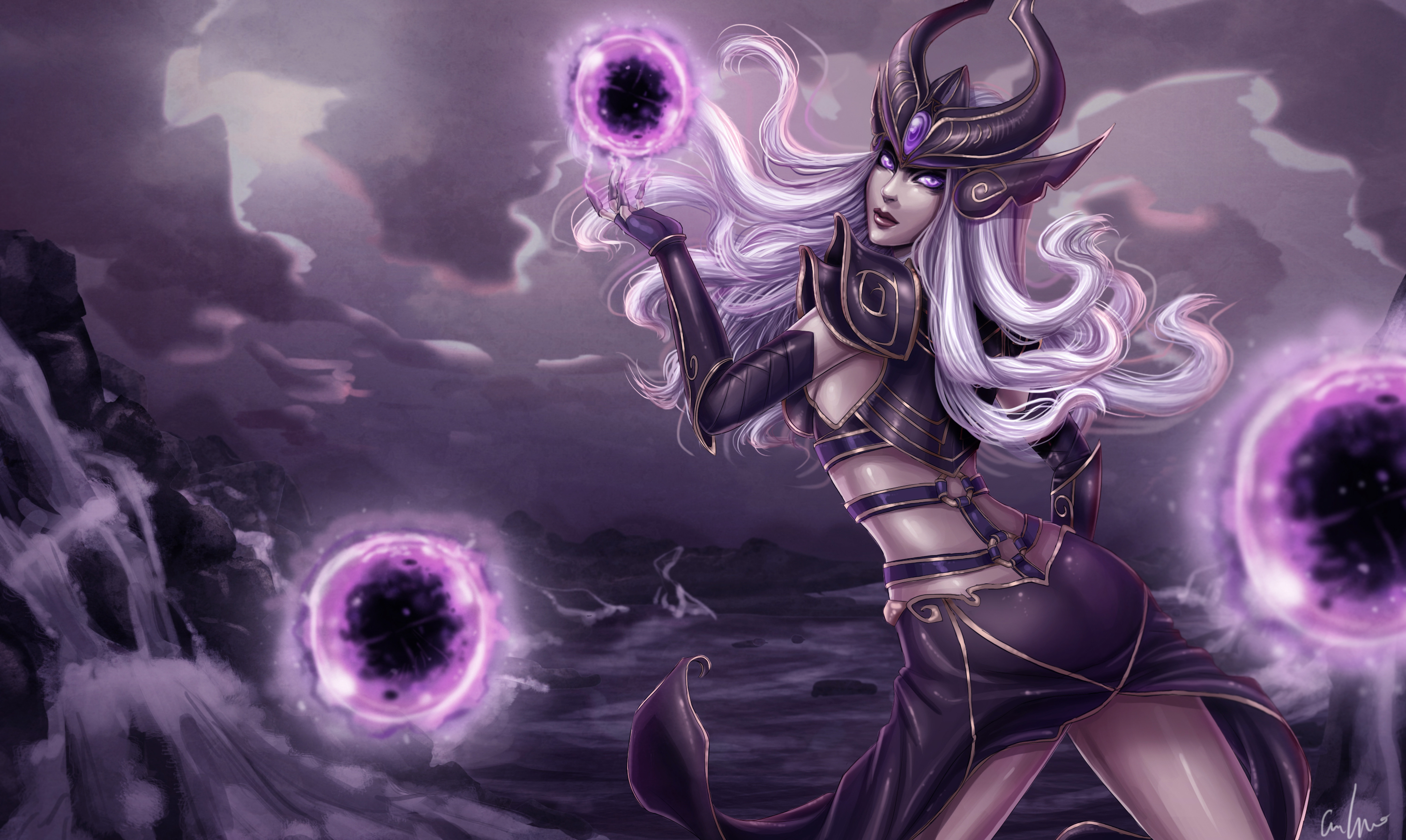 Syndra from League of Legends casting spells HD Wallpaper