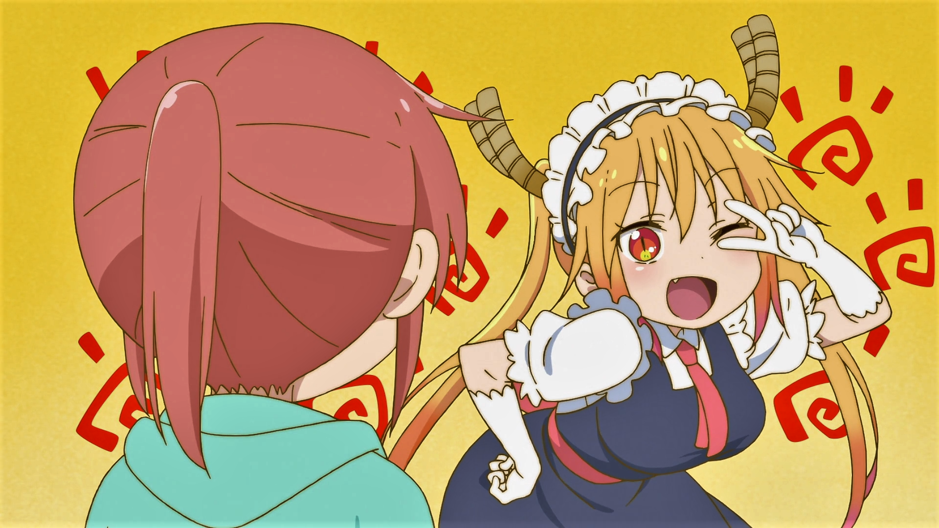 Tohru and Kobayashi from Miss Kobayashi's Dragon Maid HD Wallpaper
