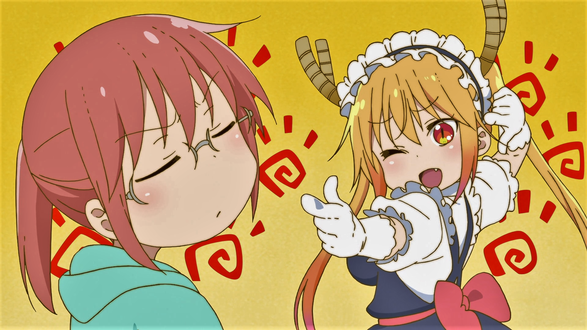 Tohru and Kobayashi from Miss Kobayashi's Dragon Maid HD Wallpaper