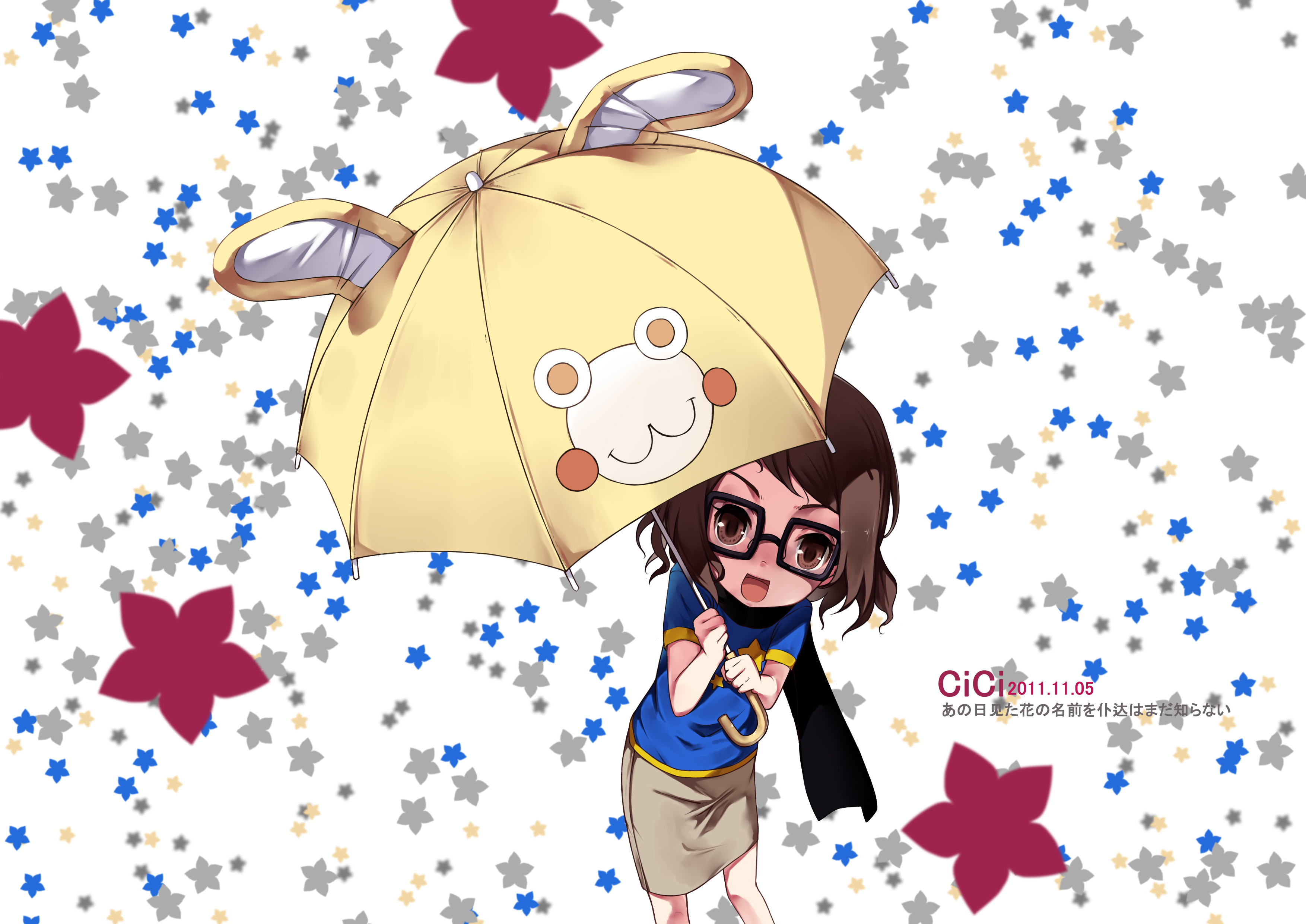Naruko Anjou with a frog umbrella HD Wallpaper