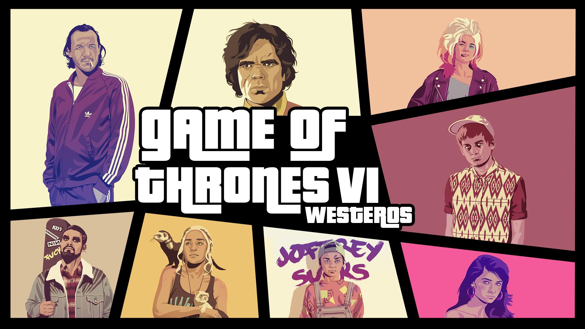 Game of Thrones VI Westeros characters in GTA style HD Wallpaper