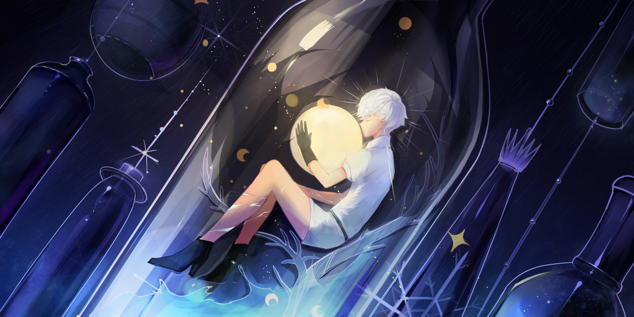 Antarcticite from Houseki no Kuni holding a glowing orb HD Wallpaper
