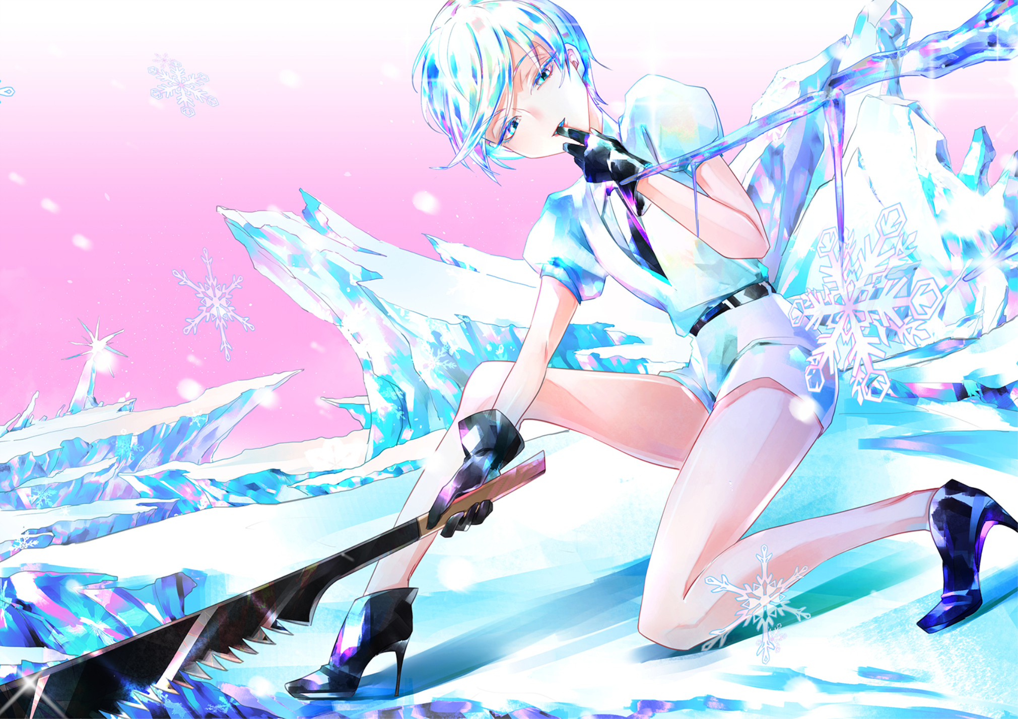 Antarcticite from Houseki no Kuni in a snowy landscape HD Wallpaper