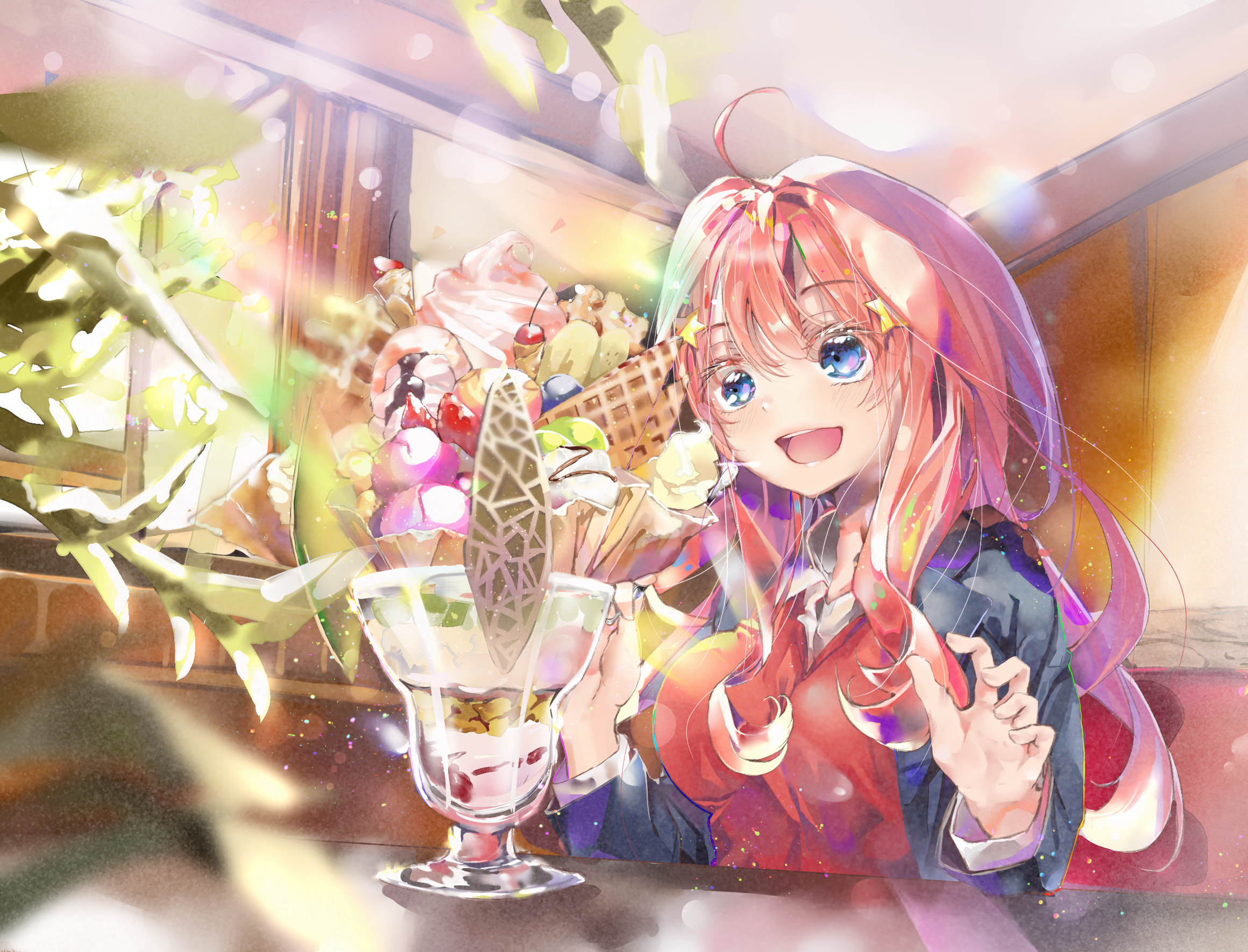 Itsuki Nakano with a large parfait HD Wallpaper