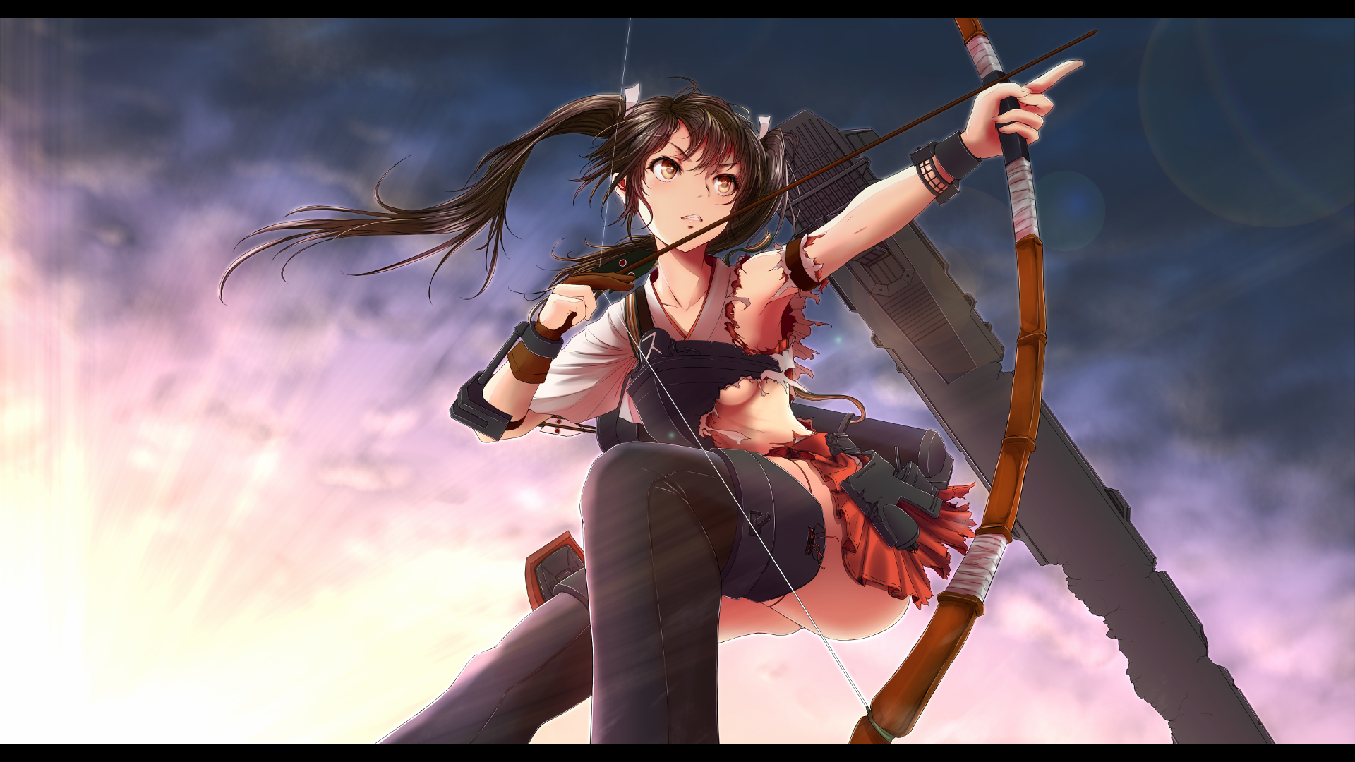 Zuikaku from Kancolle with a bow HD Wallpaper