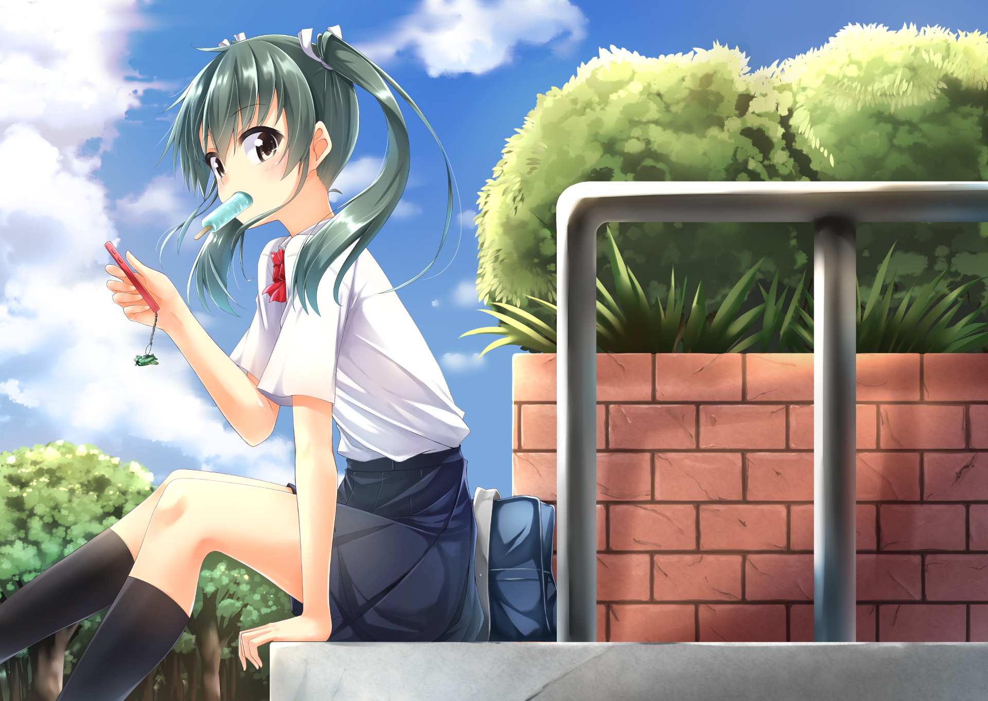 Zuikaku from Kancolle eating ice cream HD Wallpaper
