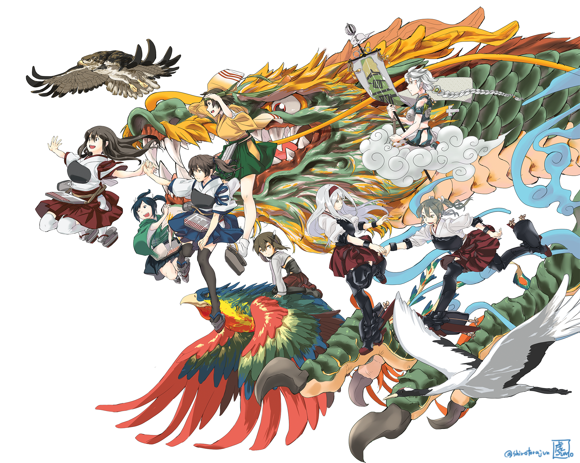 Girls and mythical creatures HD Wallpaper