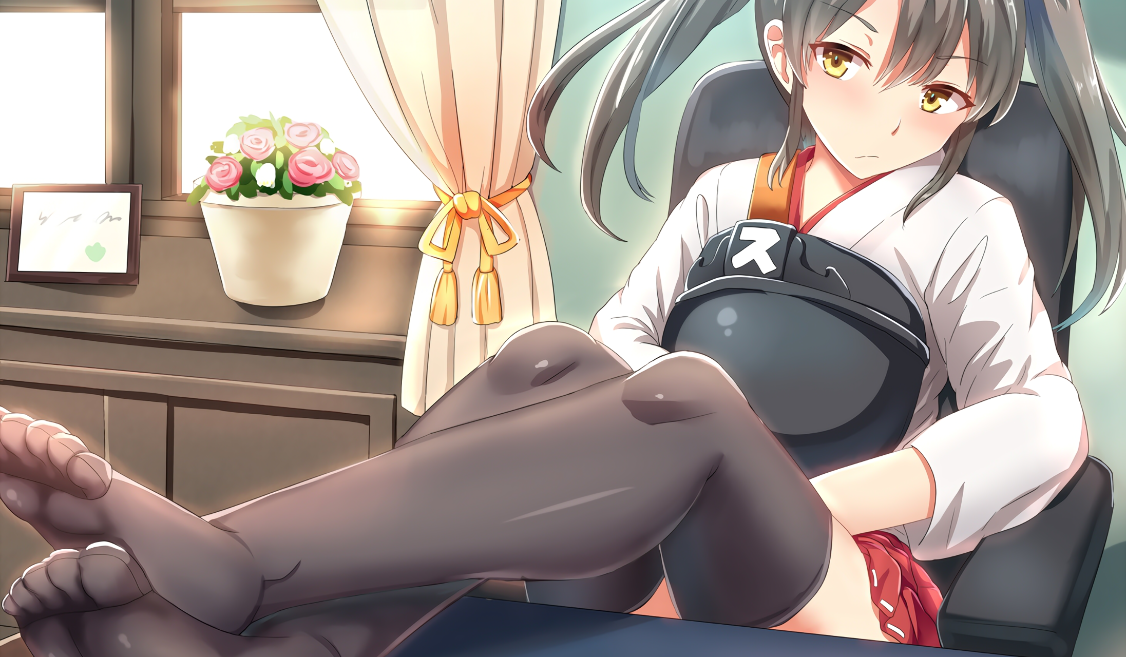 Zuikaku from Kancolle sitting at a desk HD Wallpaper