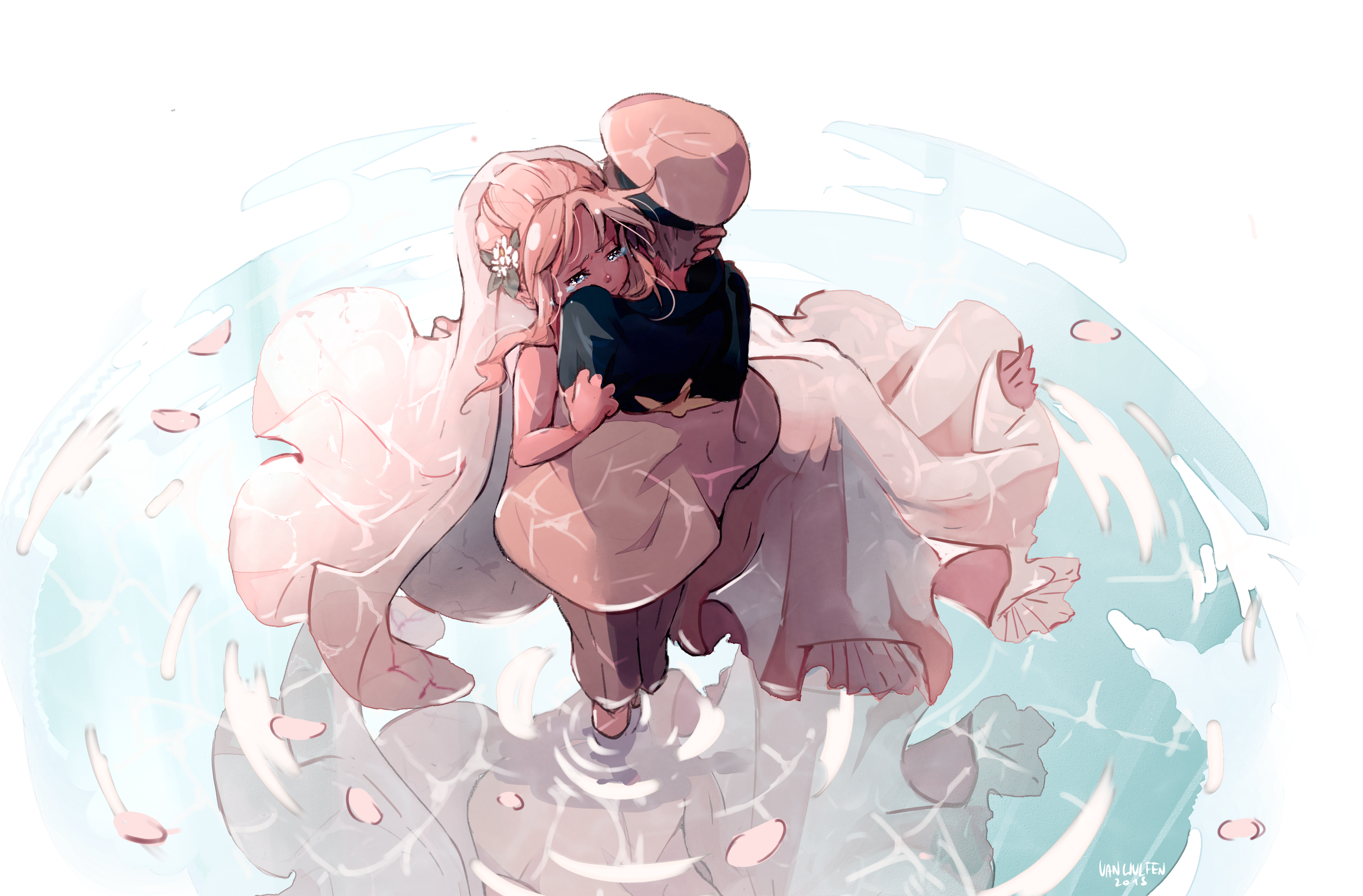 Kokoro from Darling in the FranXX in water HD Wallpaper