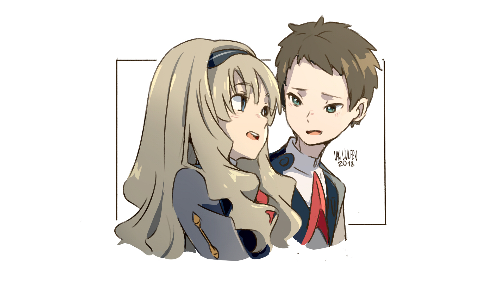 Kokoro and Mitsuru from Darling in the Franxx HD Wallpaper