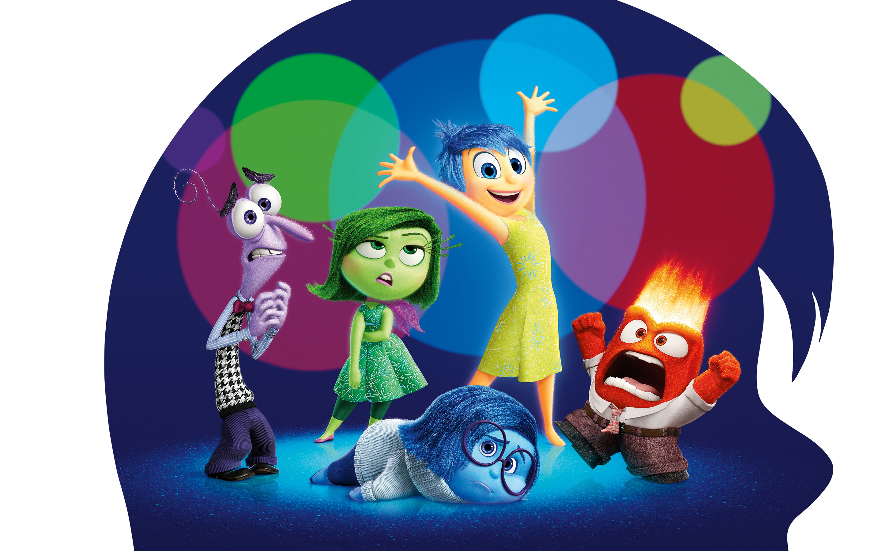 Inside Out characters Fear, Disgust, Joy, Sadness, and Anger HD Wallpaper
