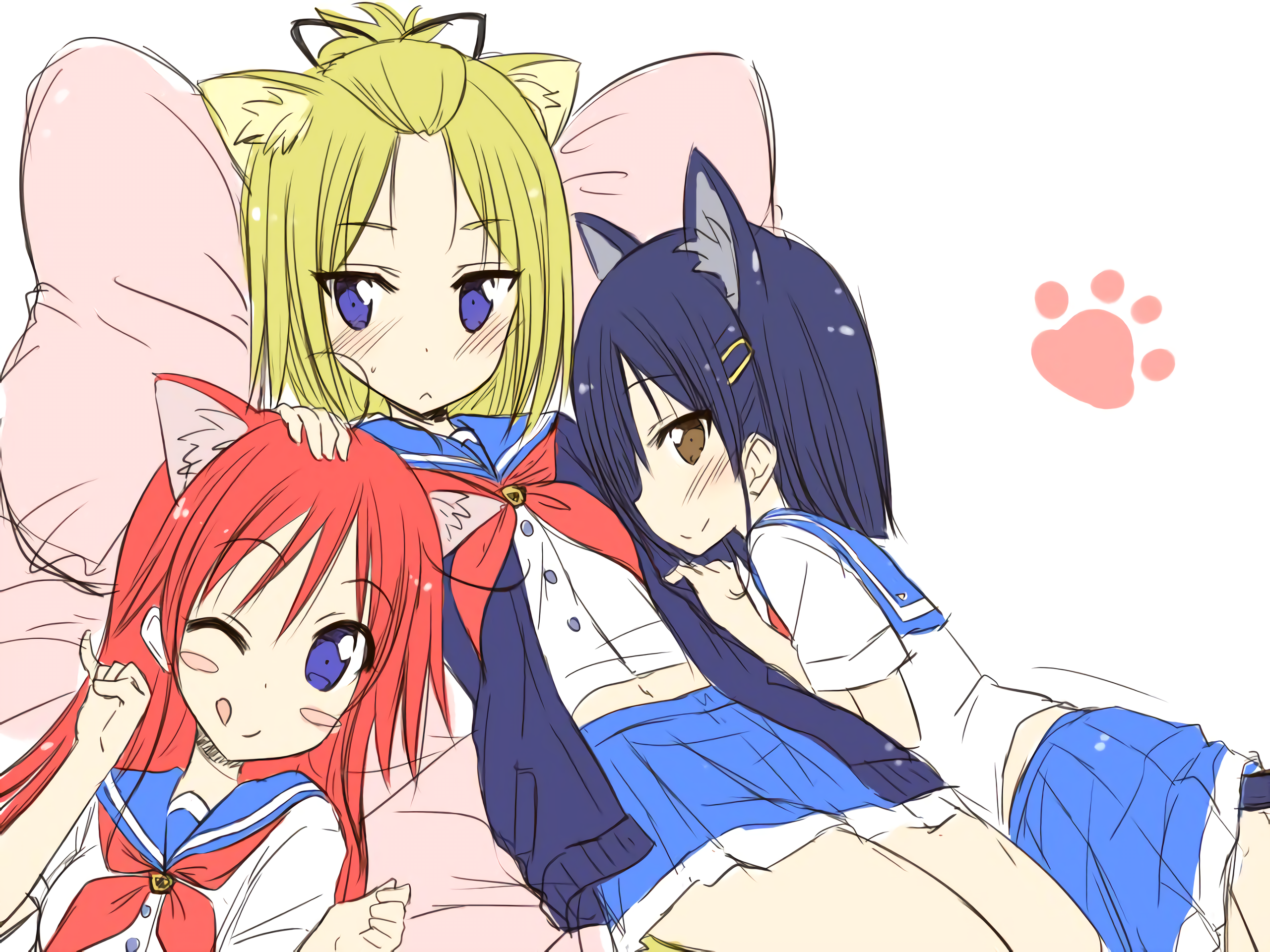 Kokona from Flip Flappers with friends HD Wallpaper