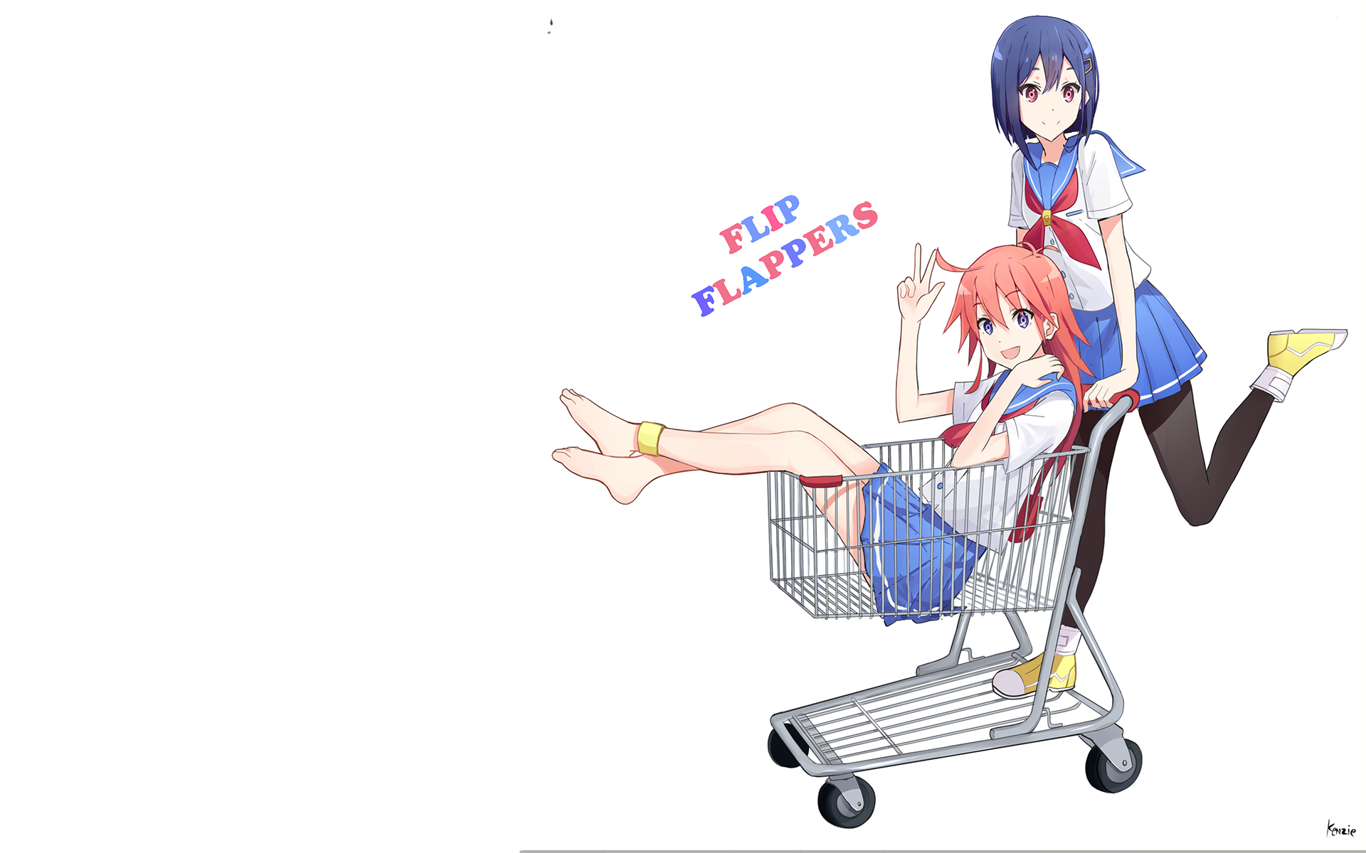 Kokona from Flip Flappers in a shopping cart HD Wallpaper