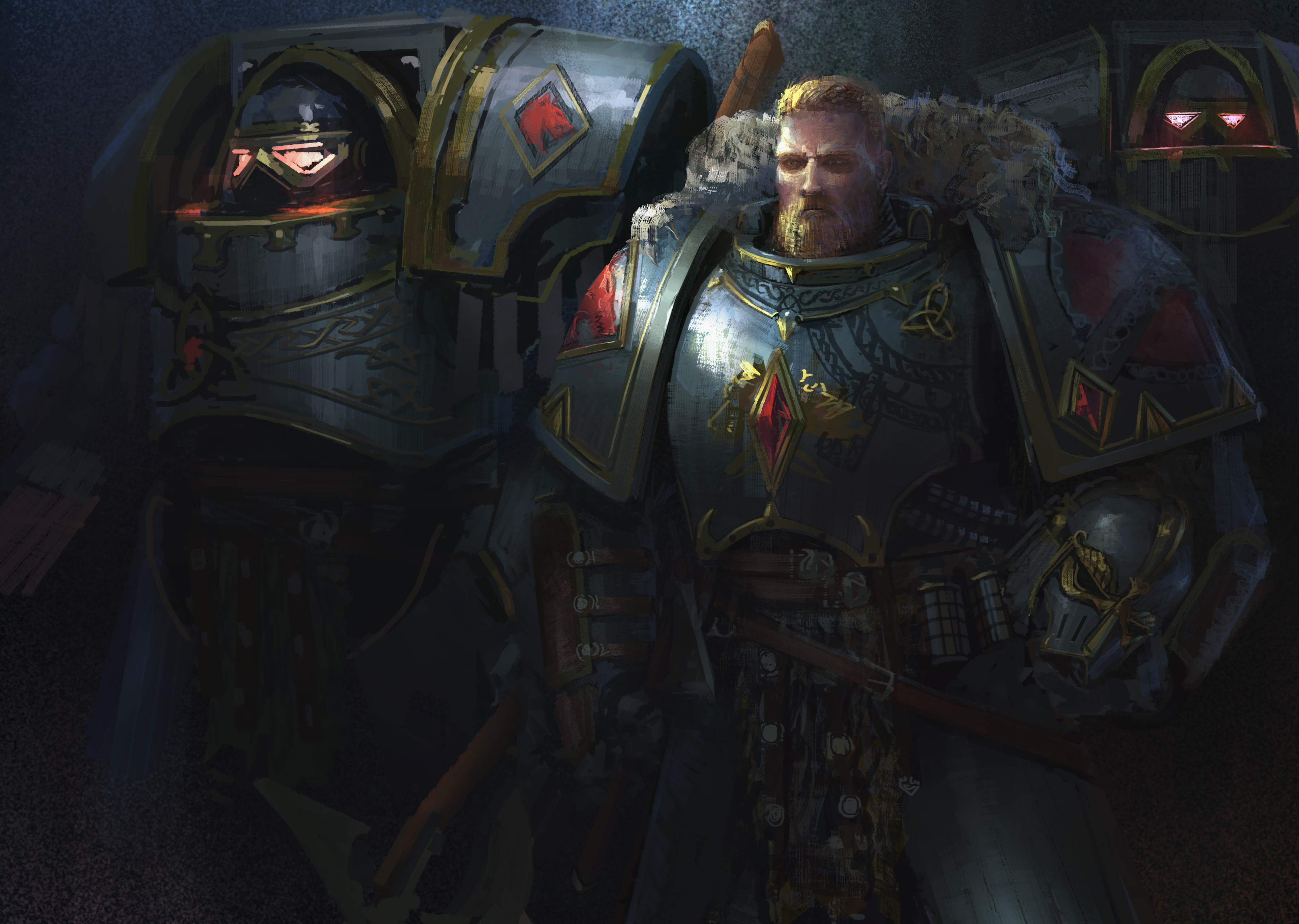 Space Marines in ornate armor HD Wallpaper