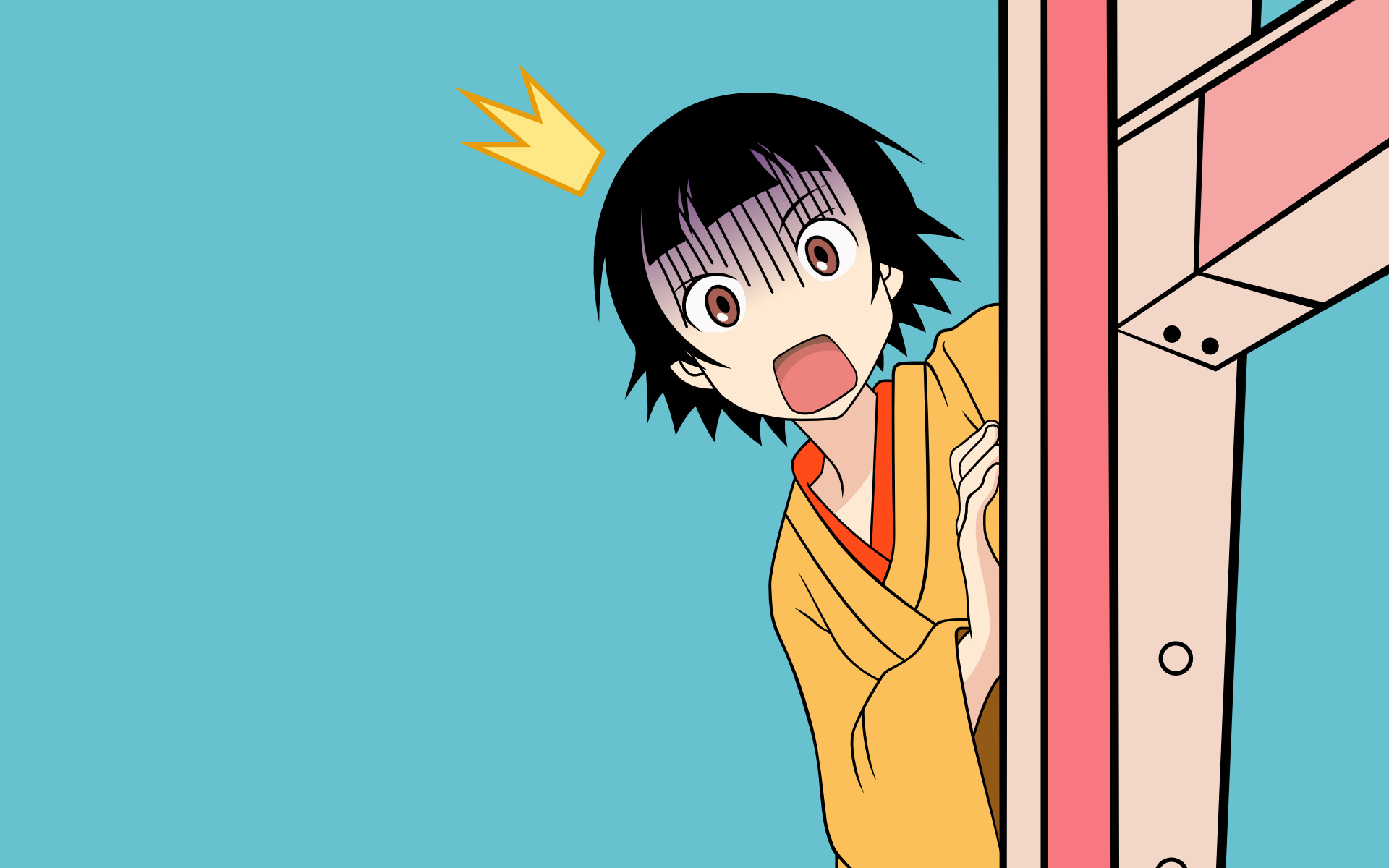 Matoi Tsunetsuki peeking from behind a structure HD Wallpaper