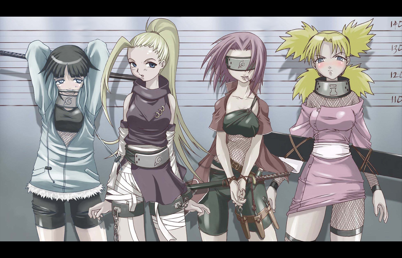 Four female Naruto characters in a lineup HD Wallpaper