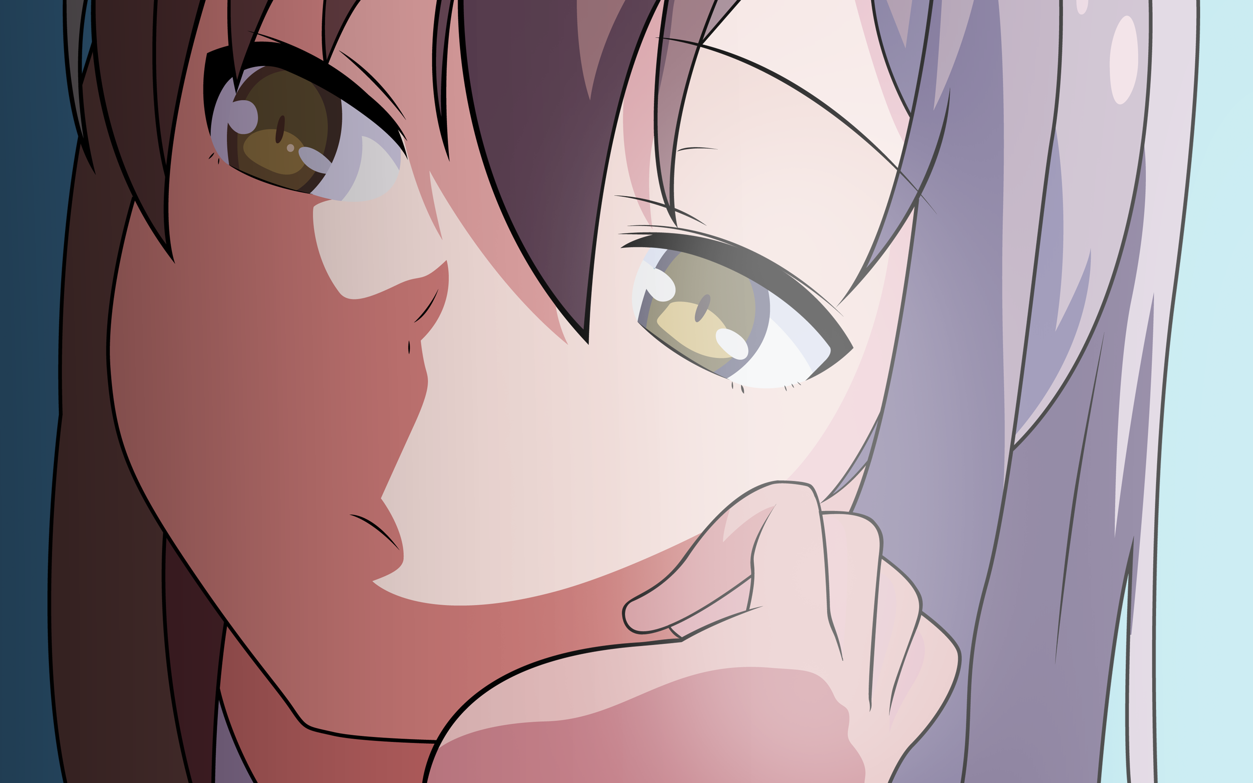 Close-up of Thoughtful Nanami Aoyama with Light Purple Hair HD Wallpaper